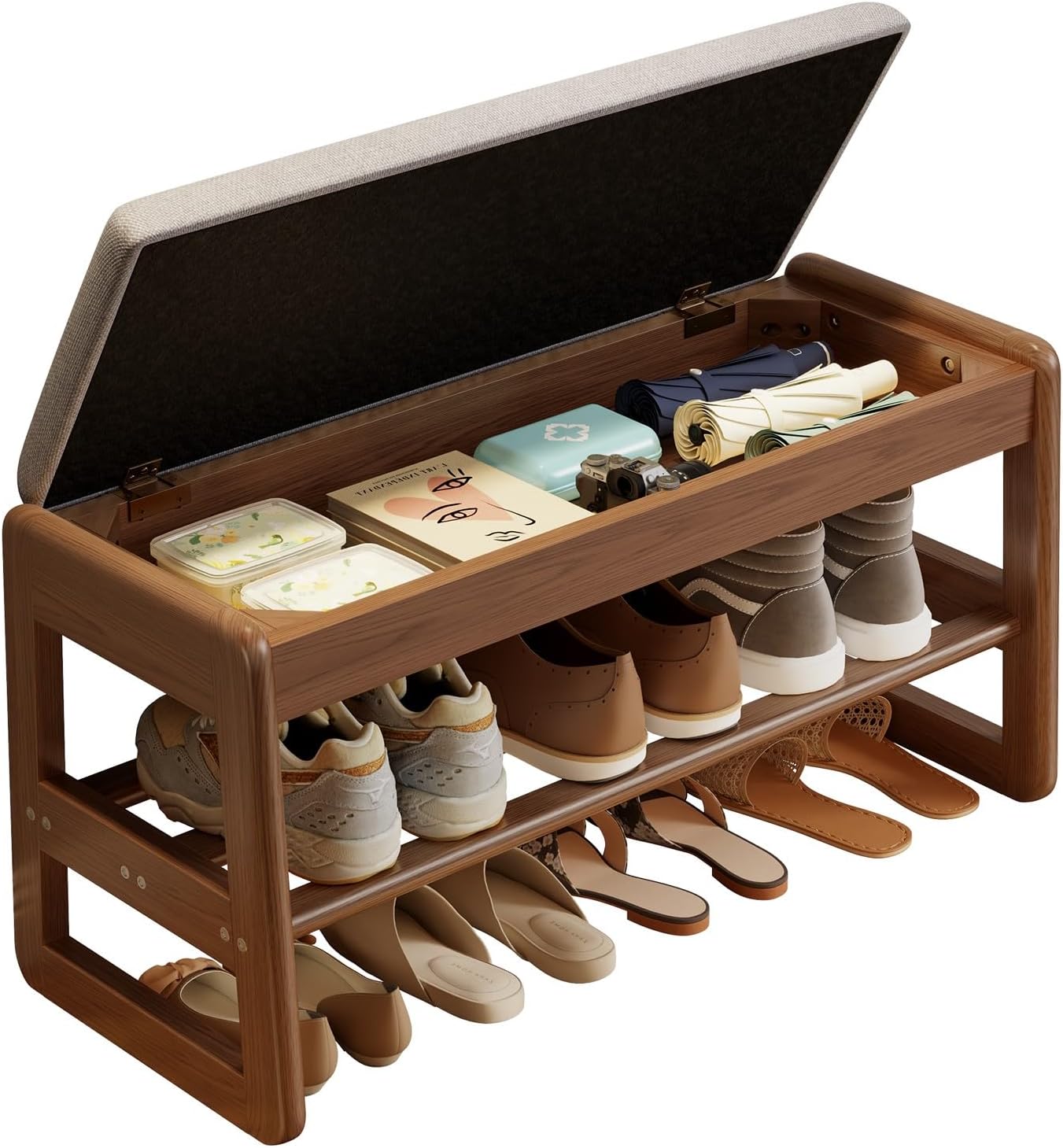 AQIMUELE Scarpiera Panca Ingresso in Legno Noce - immagine 4