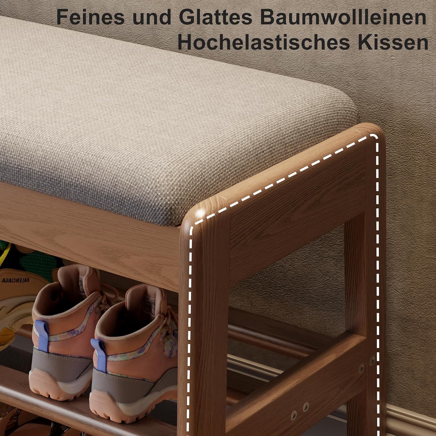 AQIMUELE Scarpiera Panca Ingresso in Legno Noce - immagine 6