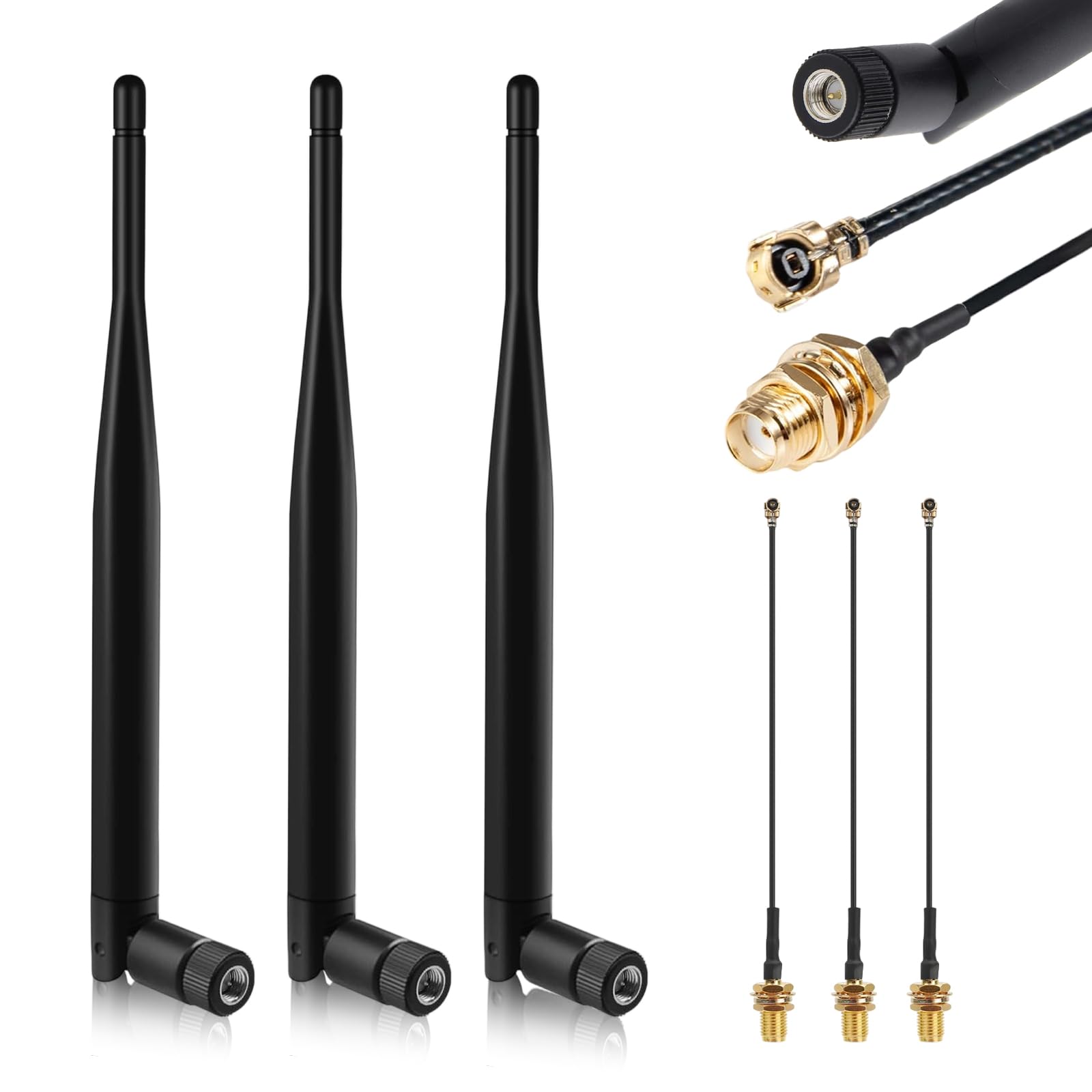 Set 3 Antenne LoRa 5dBi con Cavo IPEX a SMA