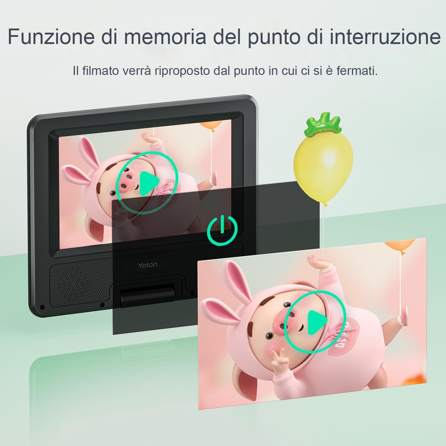 Yoton Lettore DVD Portatile 9,5'' HD Ruotabile - immagine 4