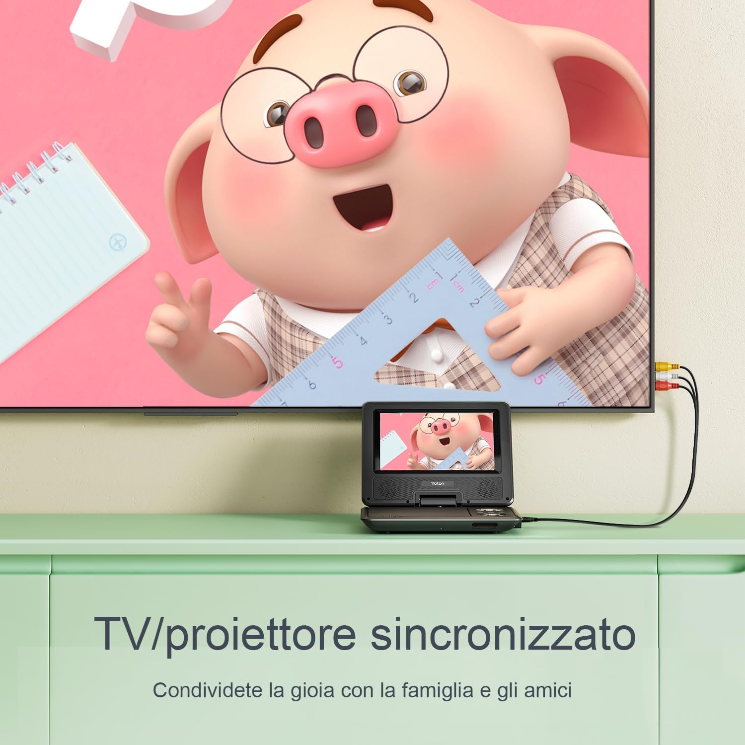 Yoton Lettore DVD Portatile 9,5'' HD Ruotabile - immagine 5