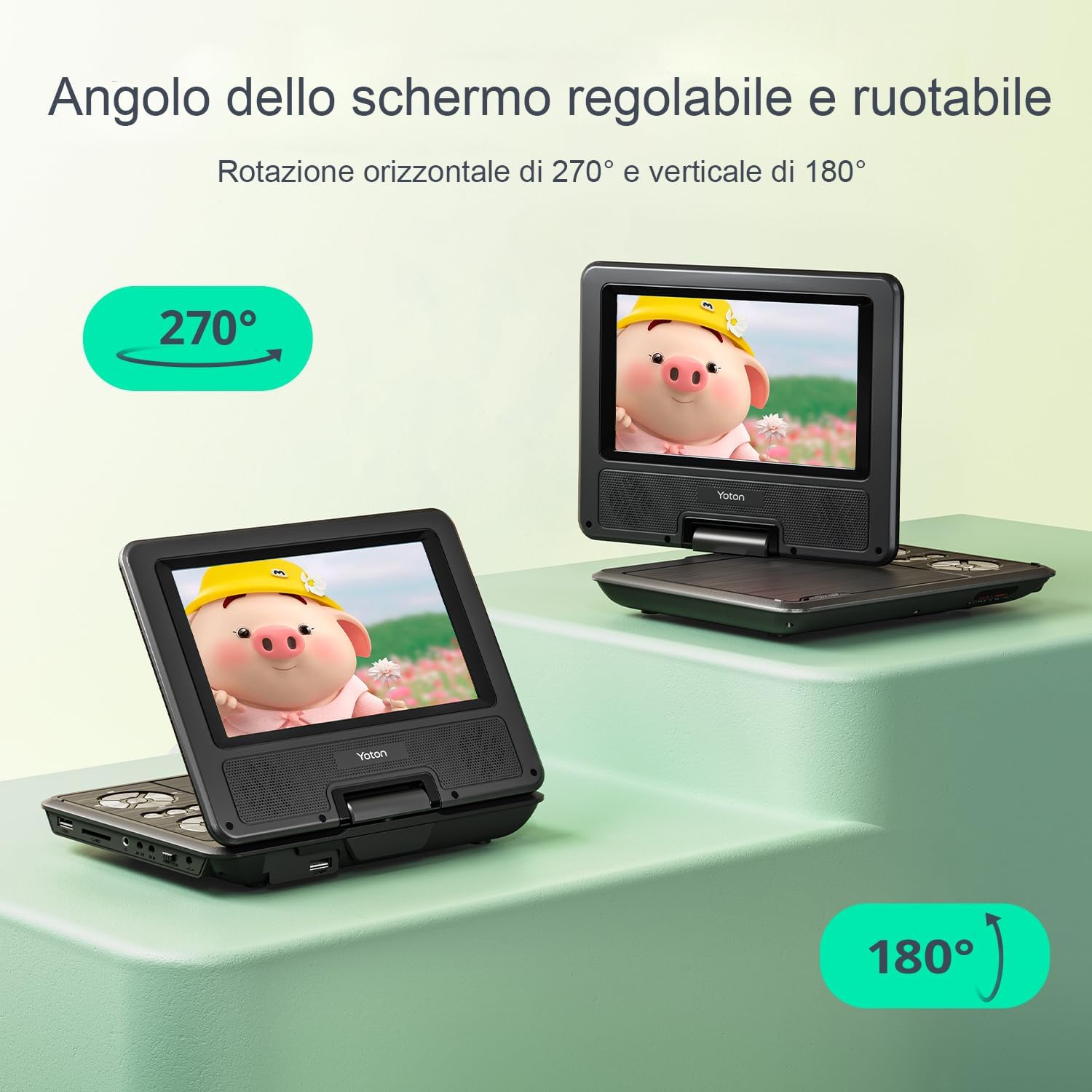 Yoton Lettore DVD Portatile 9,5'' HD Ruotabile - immagine 7