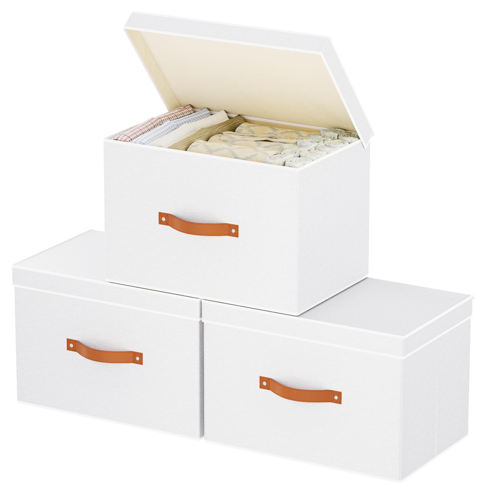 Yheenlf 3 Scatole Portaoggetti con Coperchio 45x30x30 cm