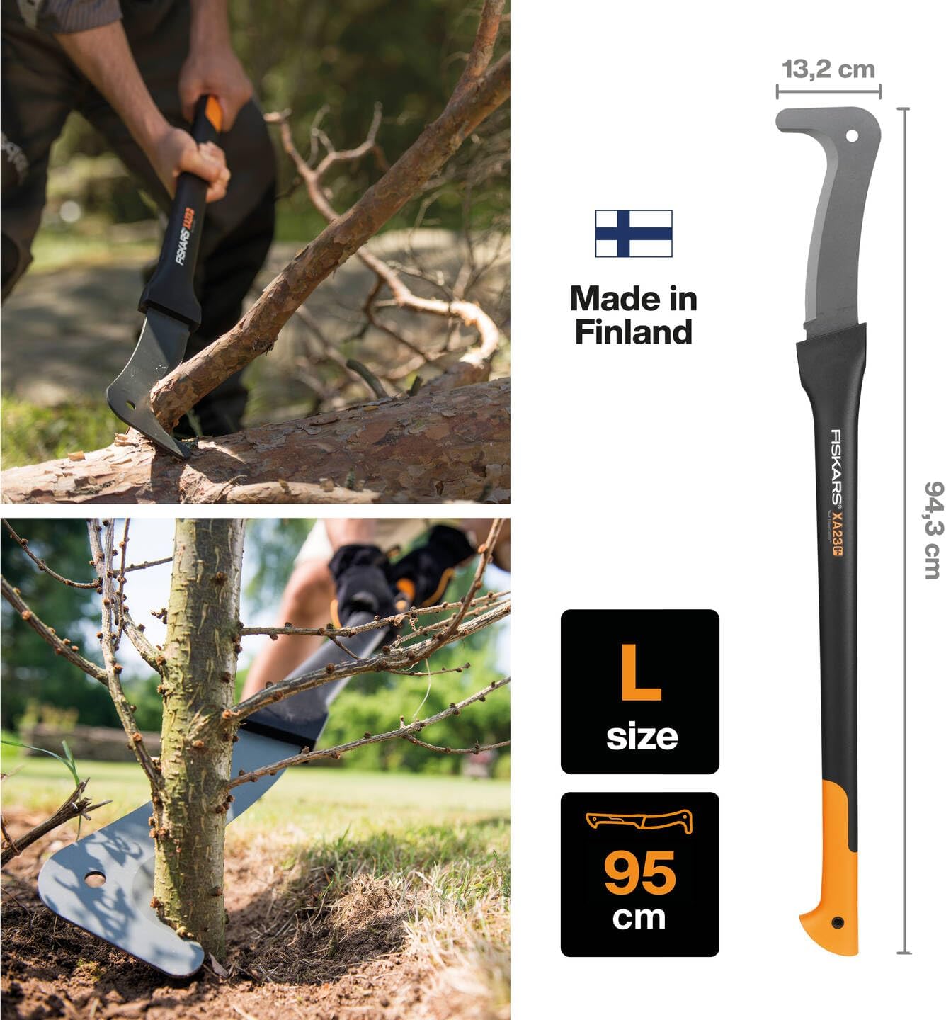 Fiskars Roncola WoodXpert XA23, Nero/Arancione - immagine 2