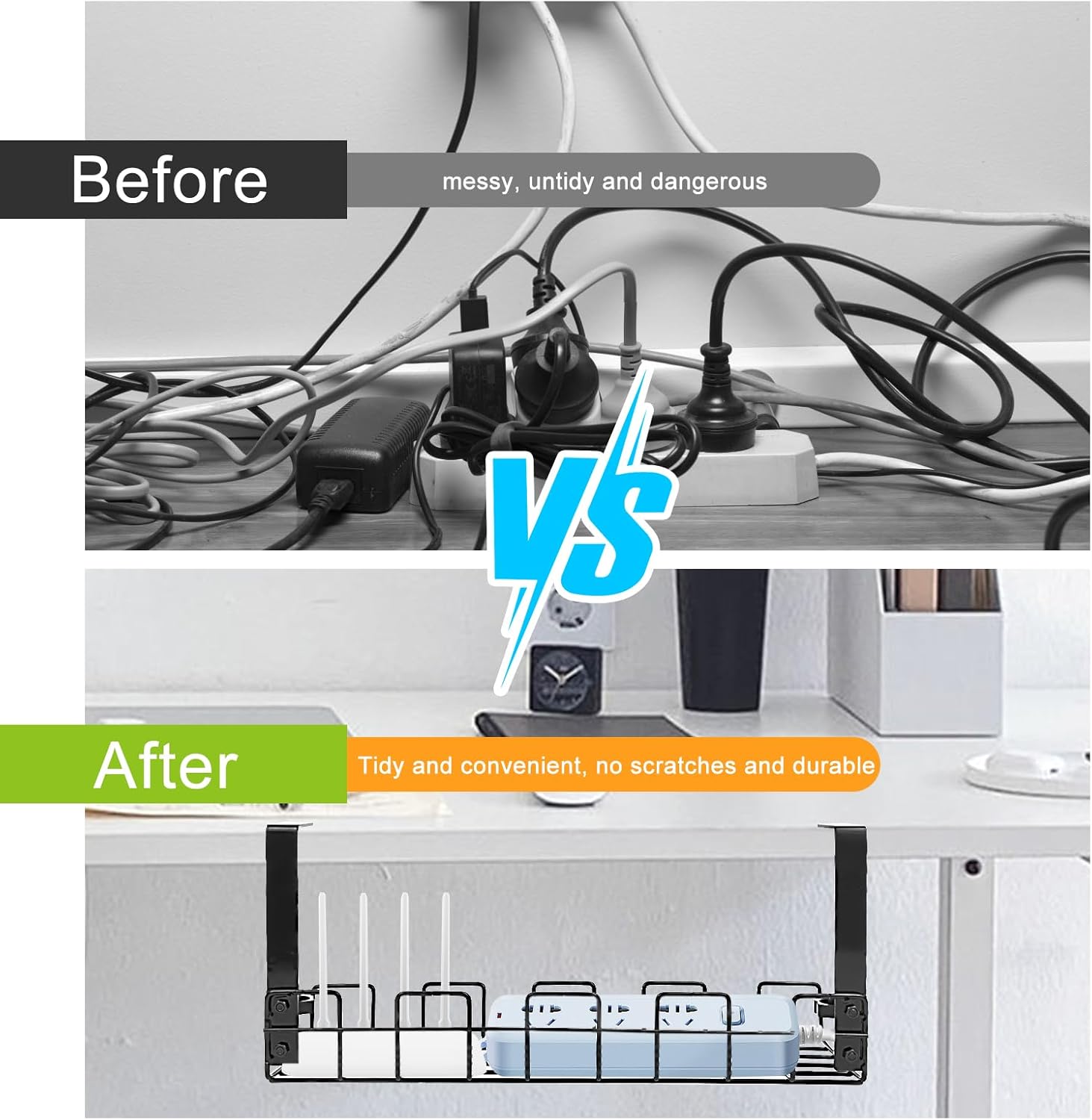 Porta Cavi Scrivania - Cable Management Senza Trapano - immagine 3