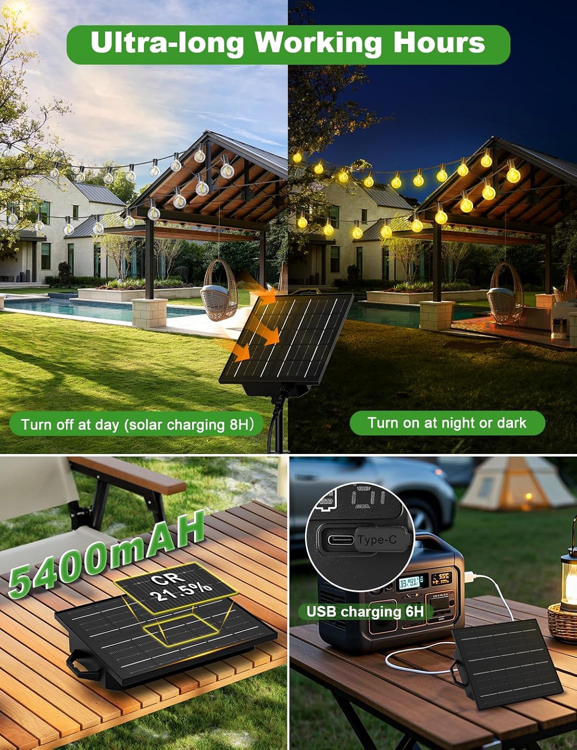 Catena Luminosa Esterno Solare 31.9M con 45+2 Lampadine - immagine 3