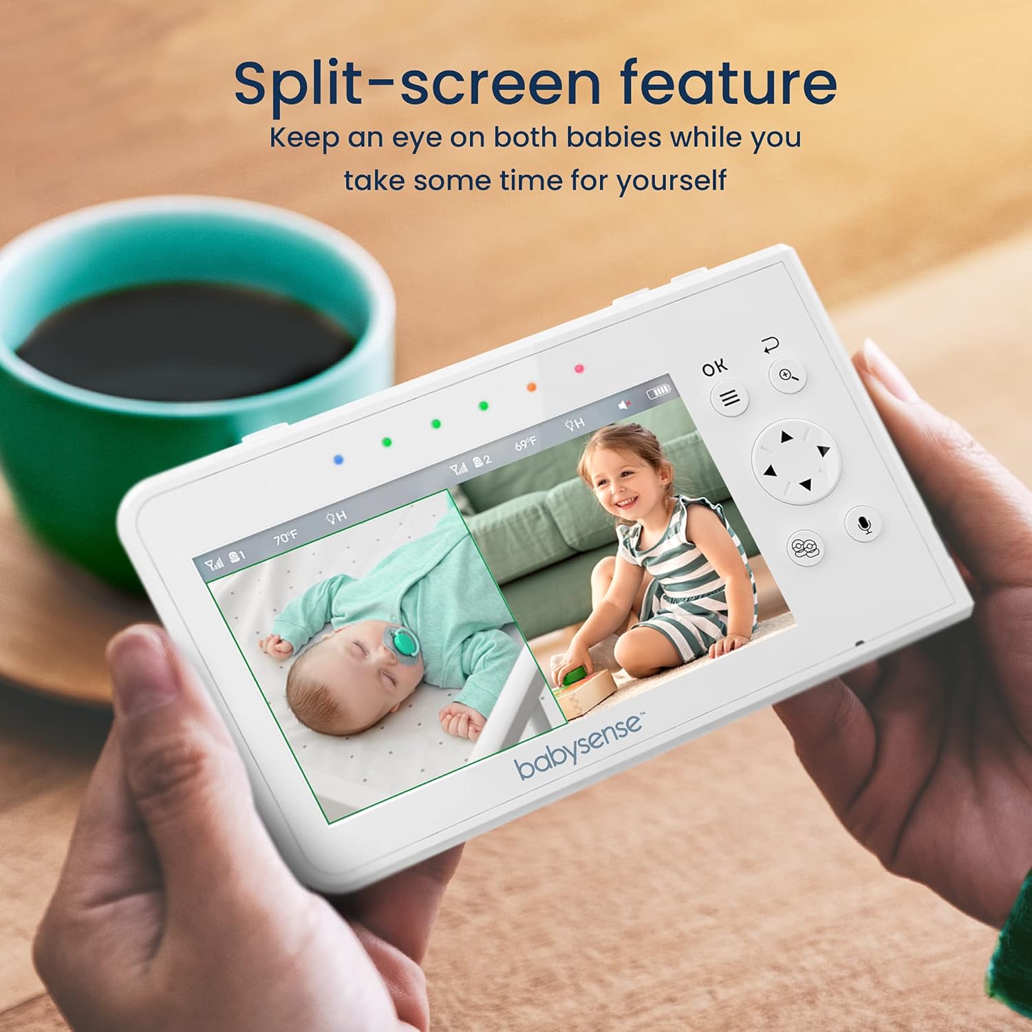 Babysense Baby Monitor Video con Schermo Diviso 4,3" - immagine 2