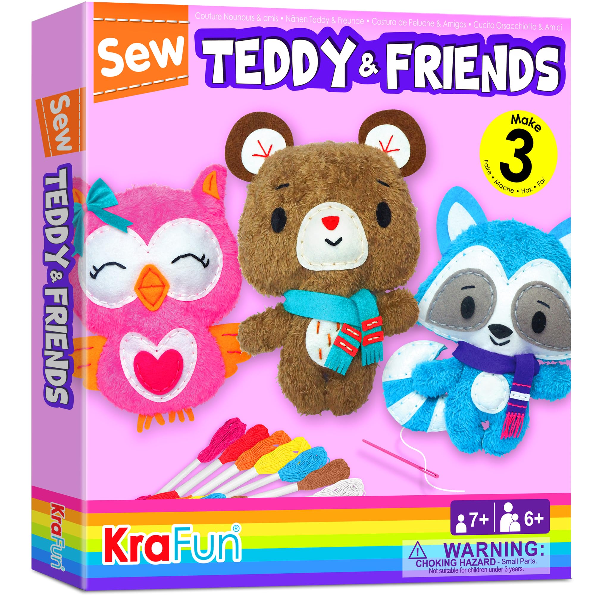 Krafun Kit Cucito Bambini Fai da Te, 3 Animali in Feltro