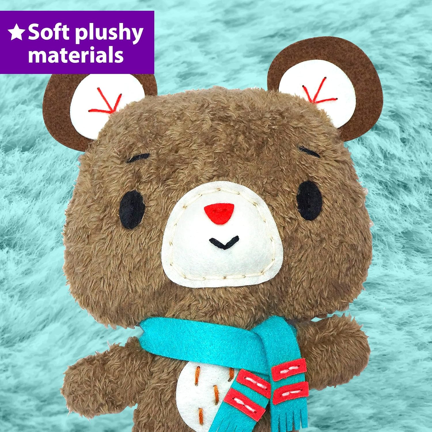 Krafun Kit Cucito Bambini Fai da Te, 3 Animali in Feltro - immagine 4