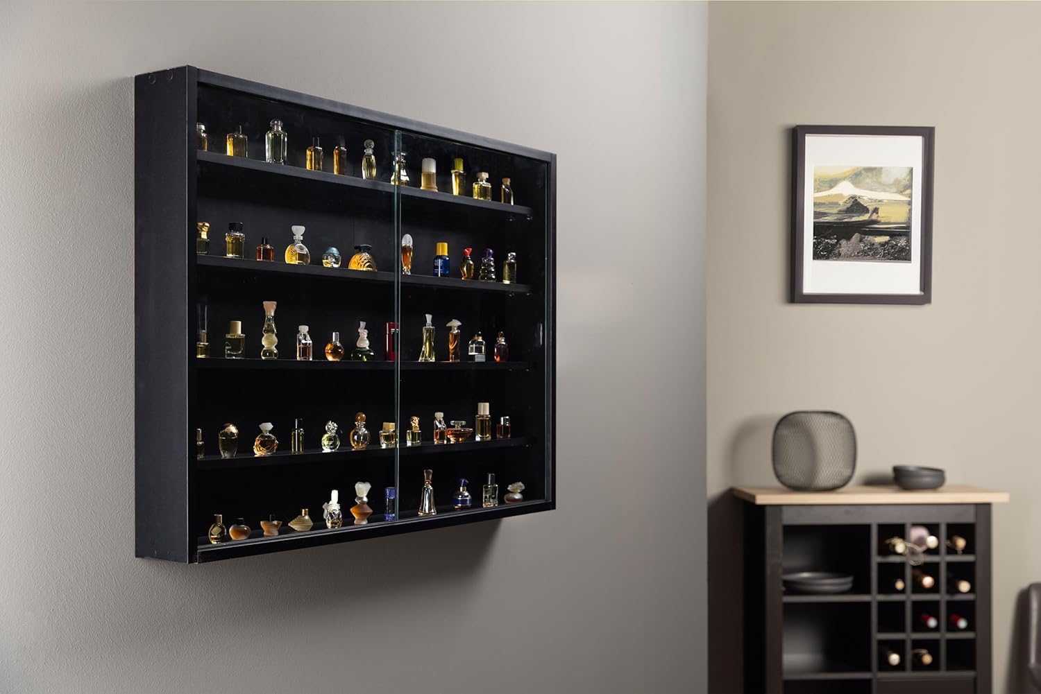 Inter Link Espositore da Parete in Vetro Nero - immagine 1