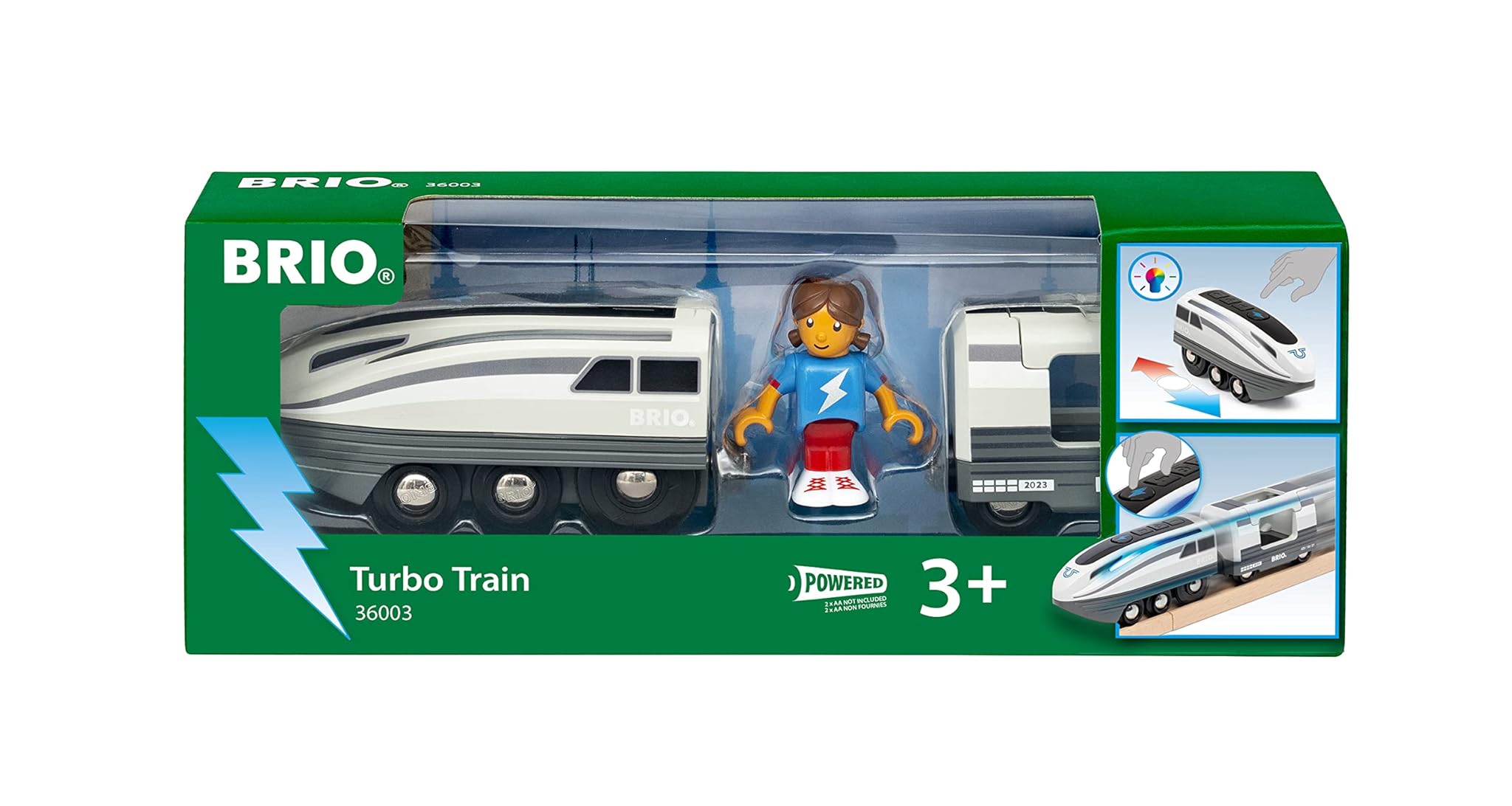BRIO 36003 - Turbo Train - Trenino a Batteria Blu/Bianco