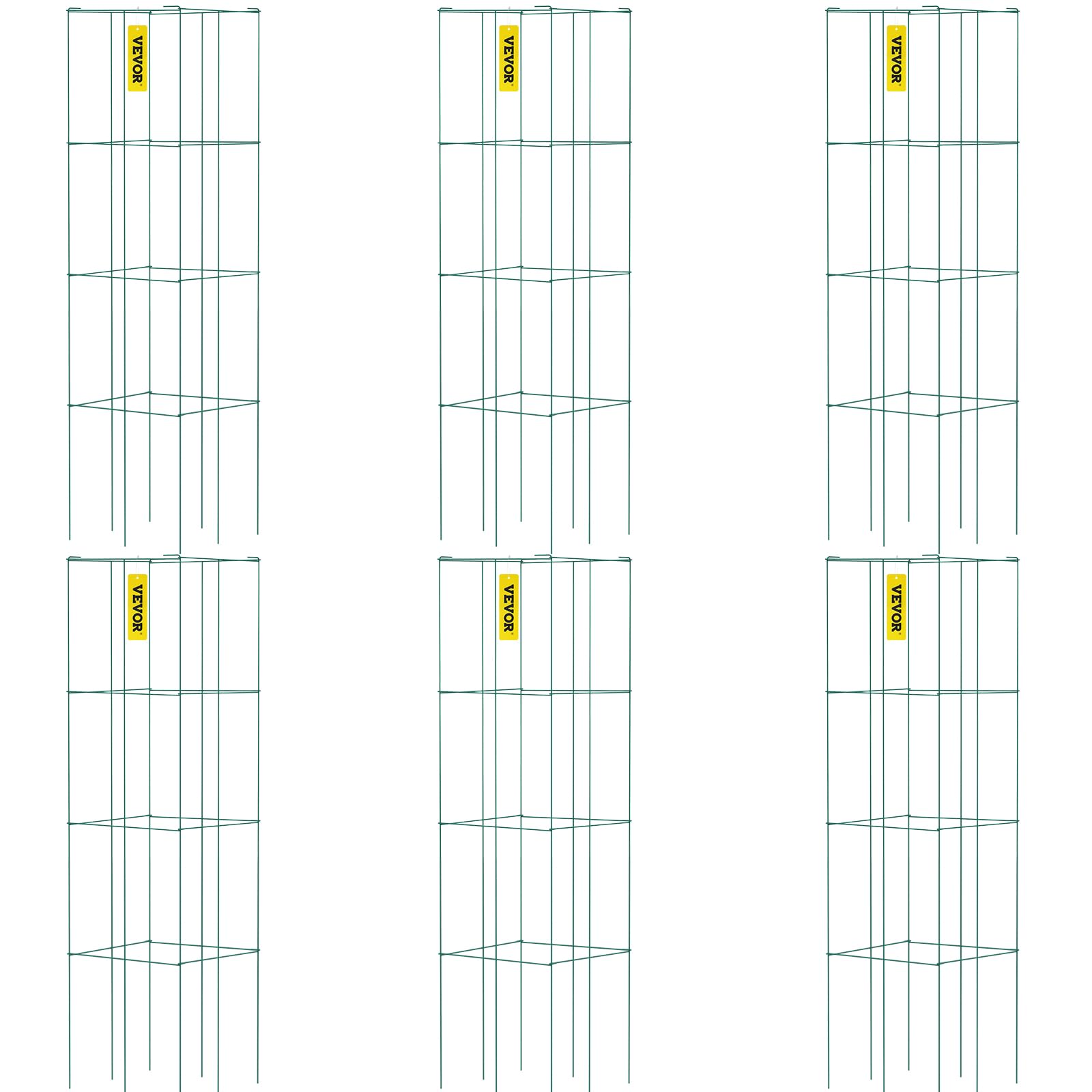 Vevor Gabbie per Pomodori Quadrate 14,6"x14,6"x39,4", 6 Pezzi
