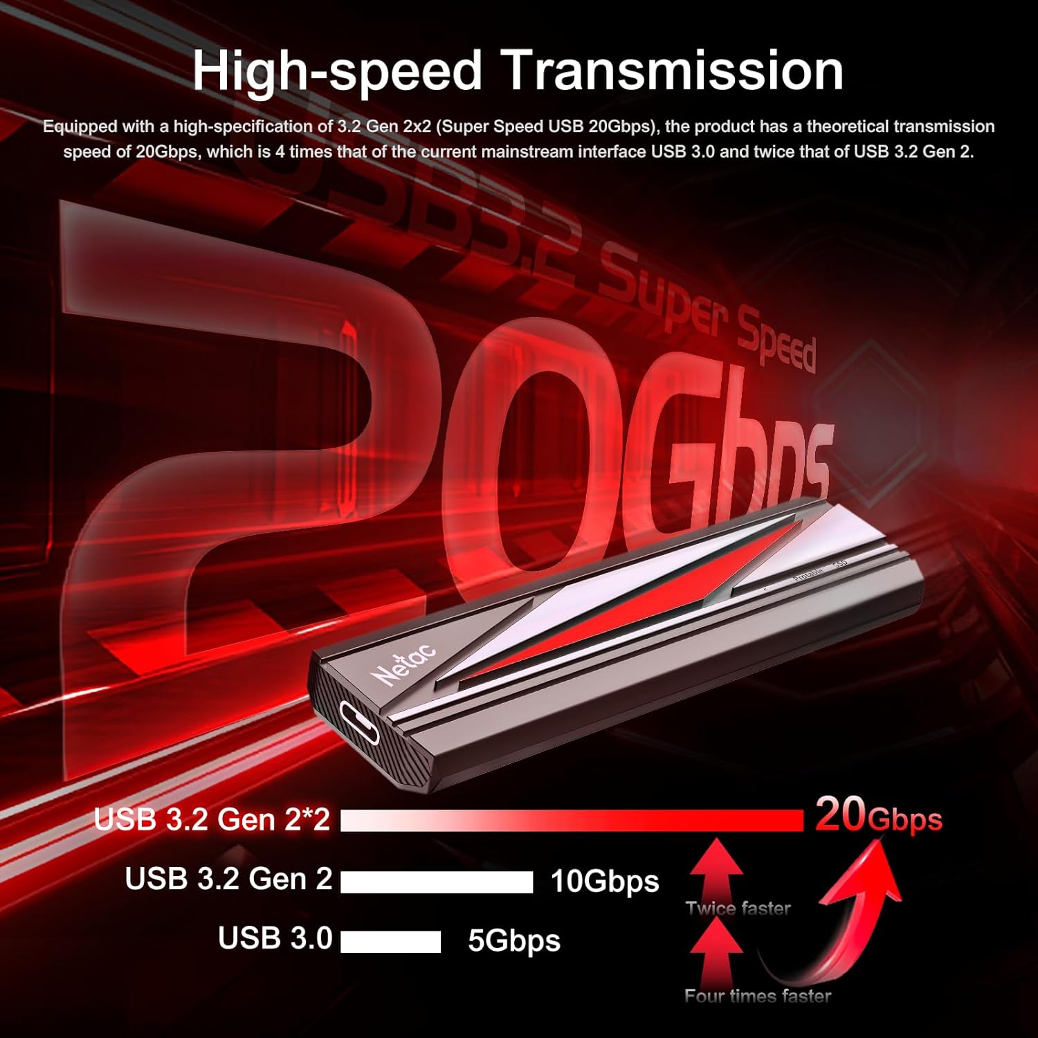 Netac - SSD Esterno Portatile 2 TB USB3.2 Gen2 x 2 - immagine 3
