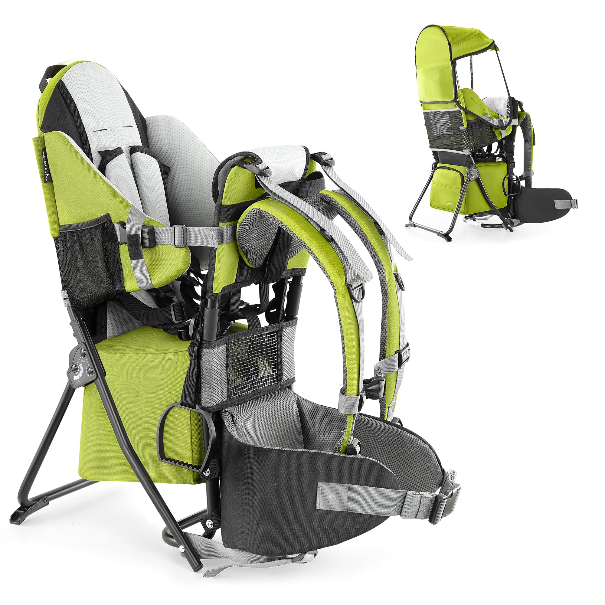 besrey Zaino Porta Bambino Trekking Zaino Porta Bambino Montagna (Verde Chiaro)