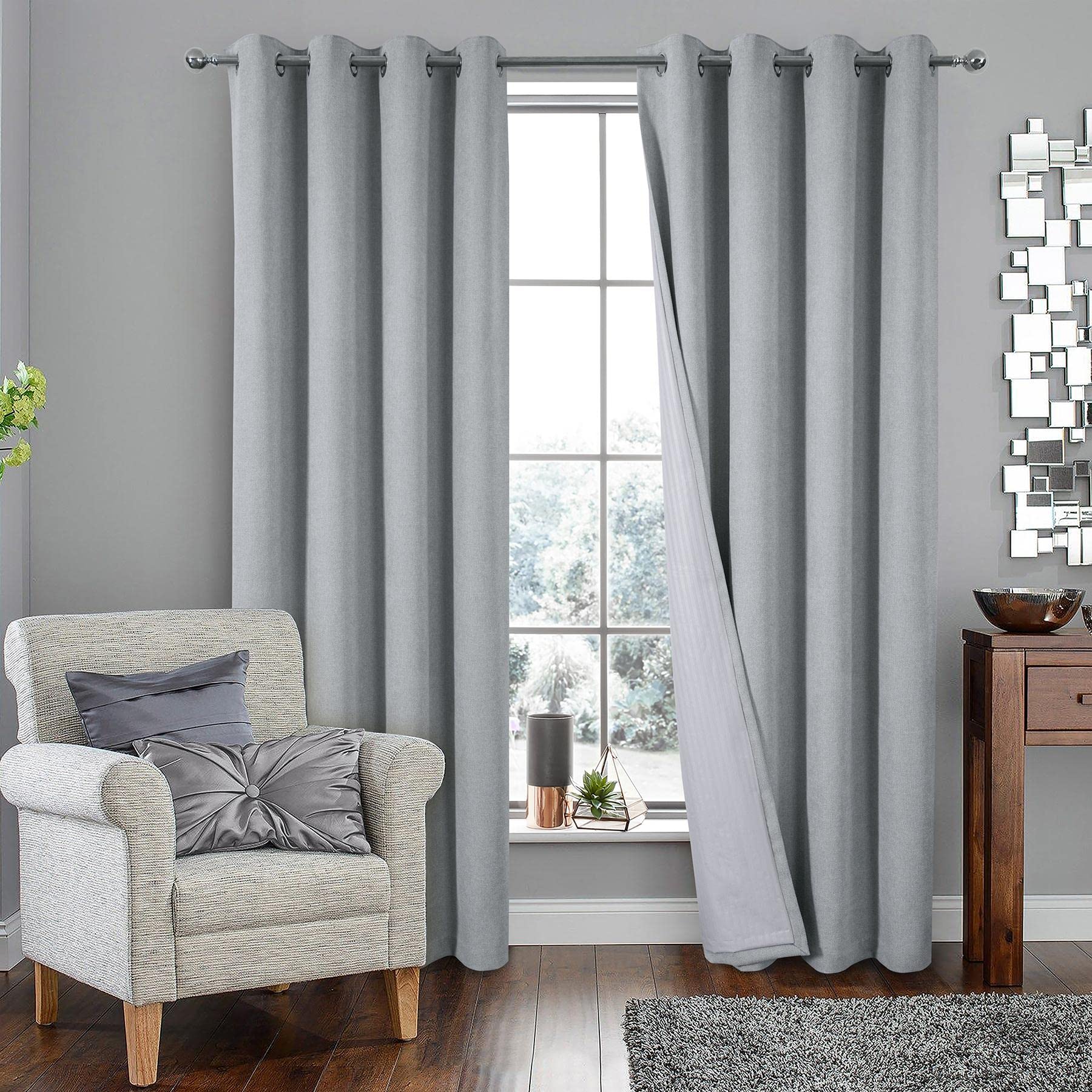 Always4u Tende Oscuranti 100% Termiche 260x140cm, Sliber (2 Pz)