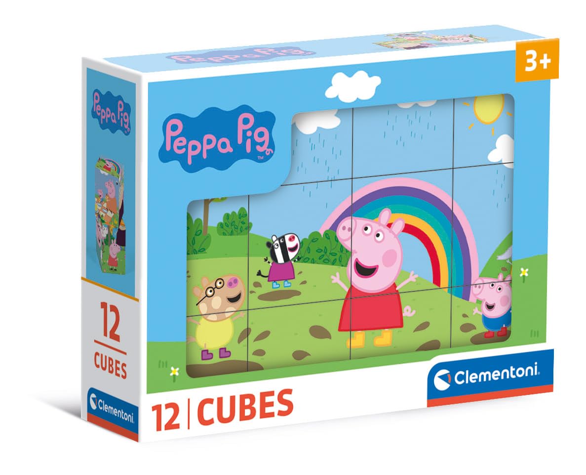 Clementoni - Peppa Pig Puzzle Cubi 12 Pezzi