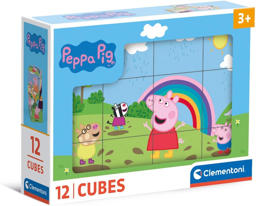 Clementoni - Peppa Pig Puzzle Cubi 12 Pezzi - immagine 1