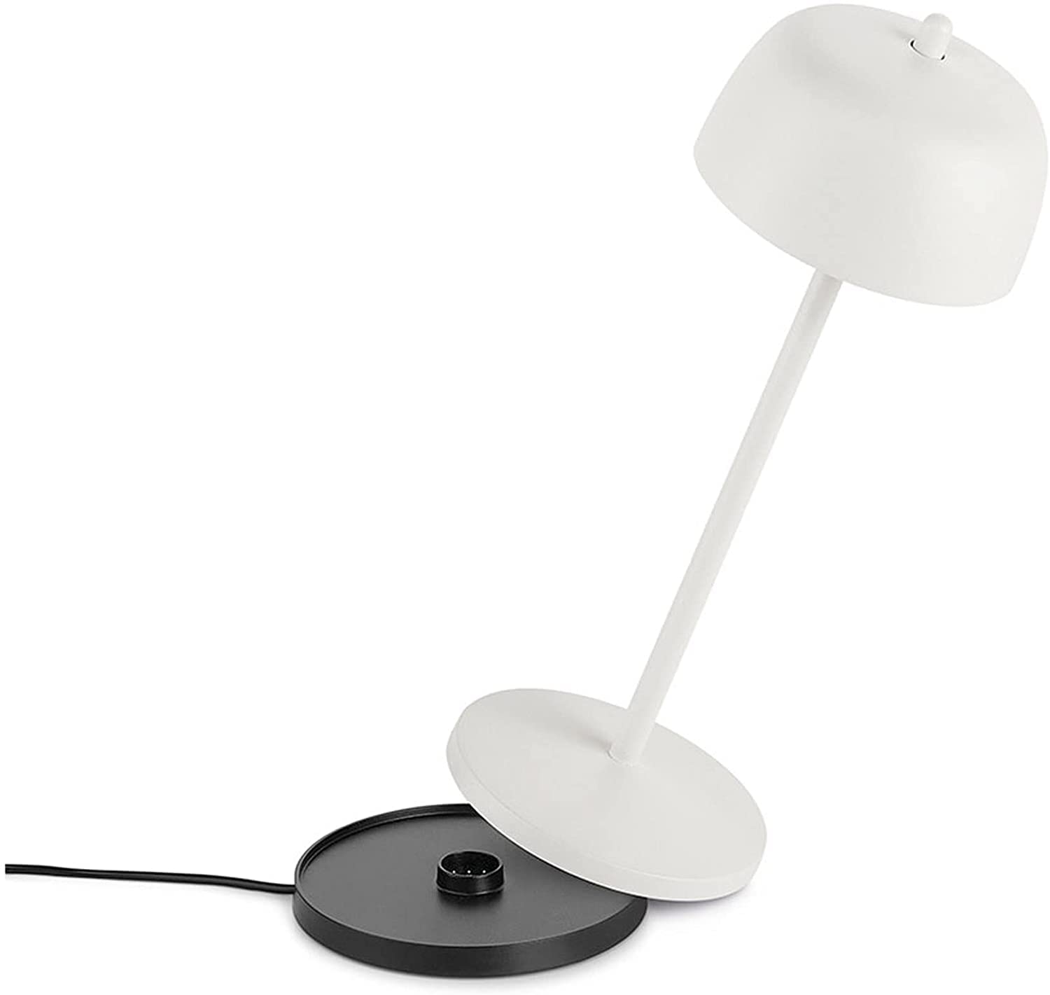 LA VILLE LUMIÈRE Theta Lampada da Tavolo Ricaricabile Wireless [Designed by Zafferano], Duratura, LED Touch Dimmerabile Luce 2700-4000K, Base di Ricarica a Contatto, Alluminio, LVL (Bianco)