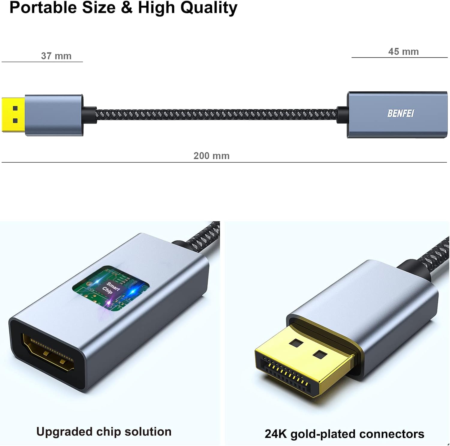 Benfei Adattatore Displayport a HDMI 4K - 5 Confezioni - immagine 6