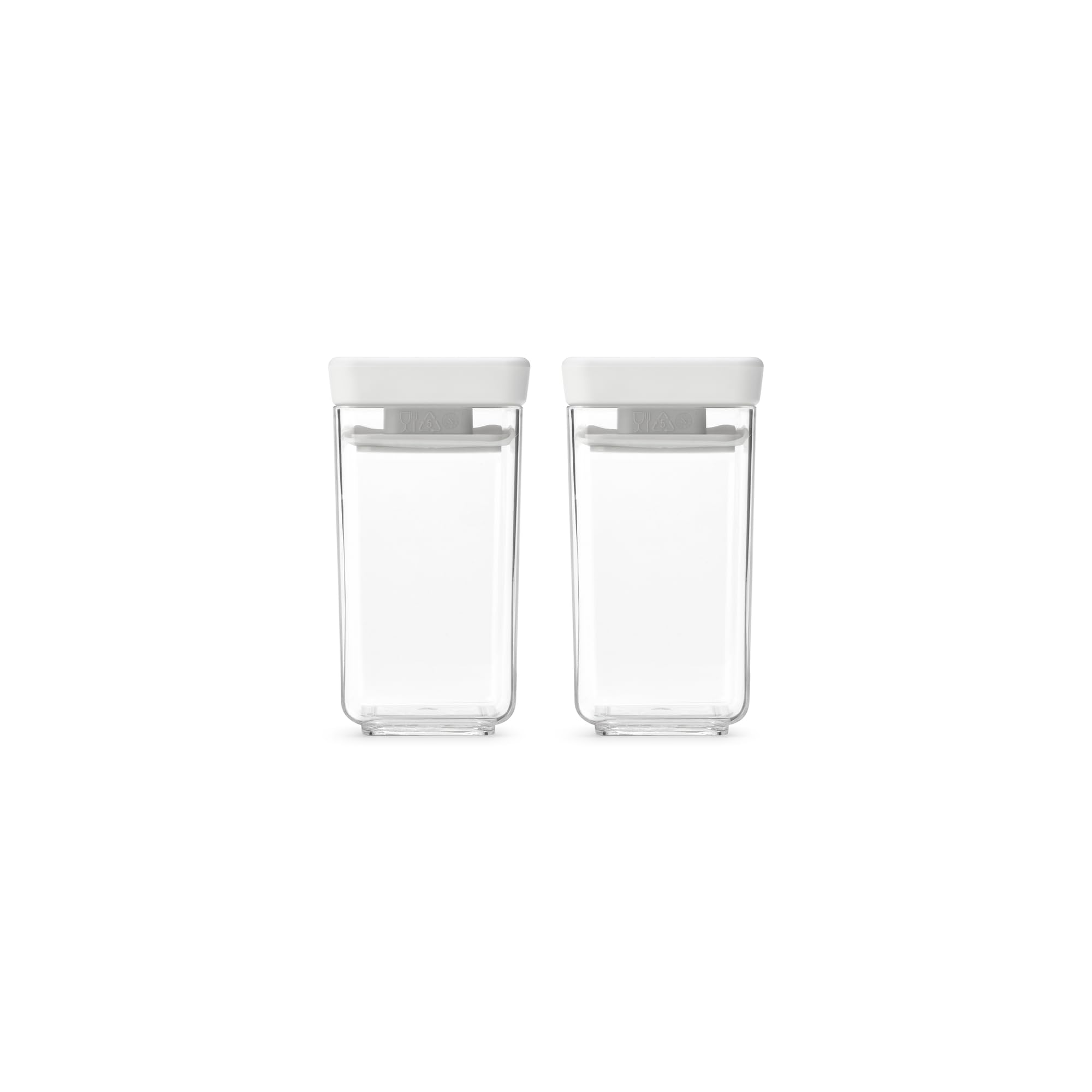 Brabantia TASTY+ Mini set di contenitori impilabili | Ermetici per spezie ed erbe aromatiche | 2 barattoli trasparenti da 0,15L senza BPA con coperchi a guarnizione in silicone | Light Grey