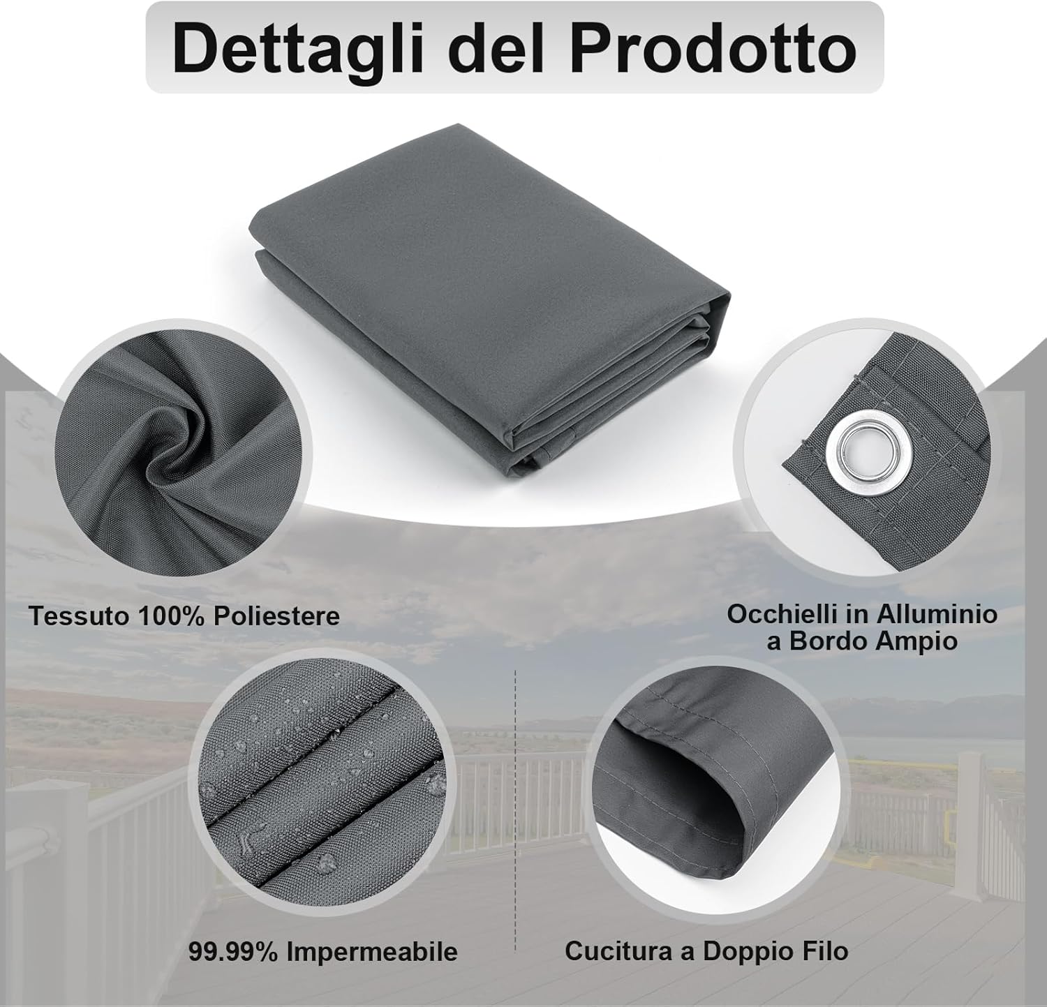 AXT SHADE Frangivista Balcone 90x900cm Antracite - immagine 3