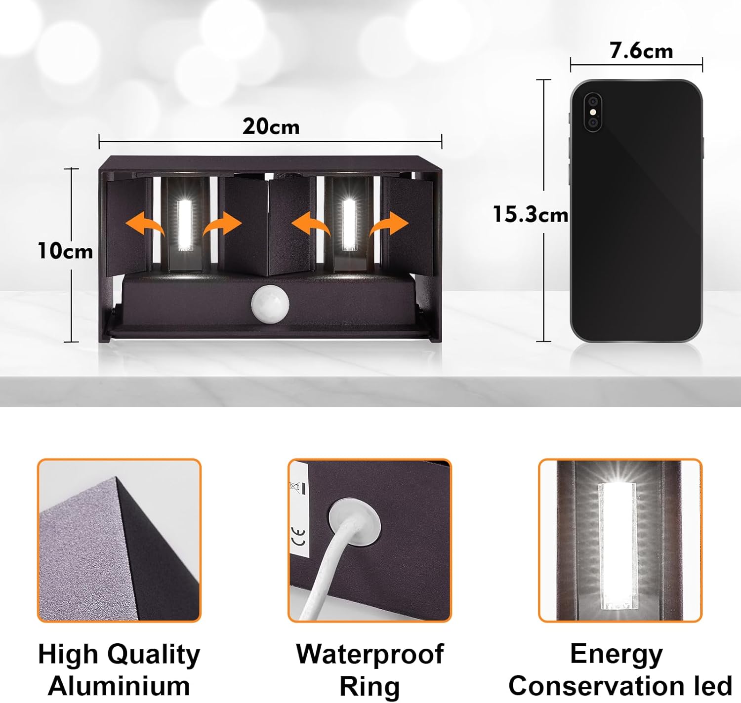 Celavy Lampada LED da Esterni Antracite con Sensore - immagine 5