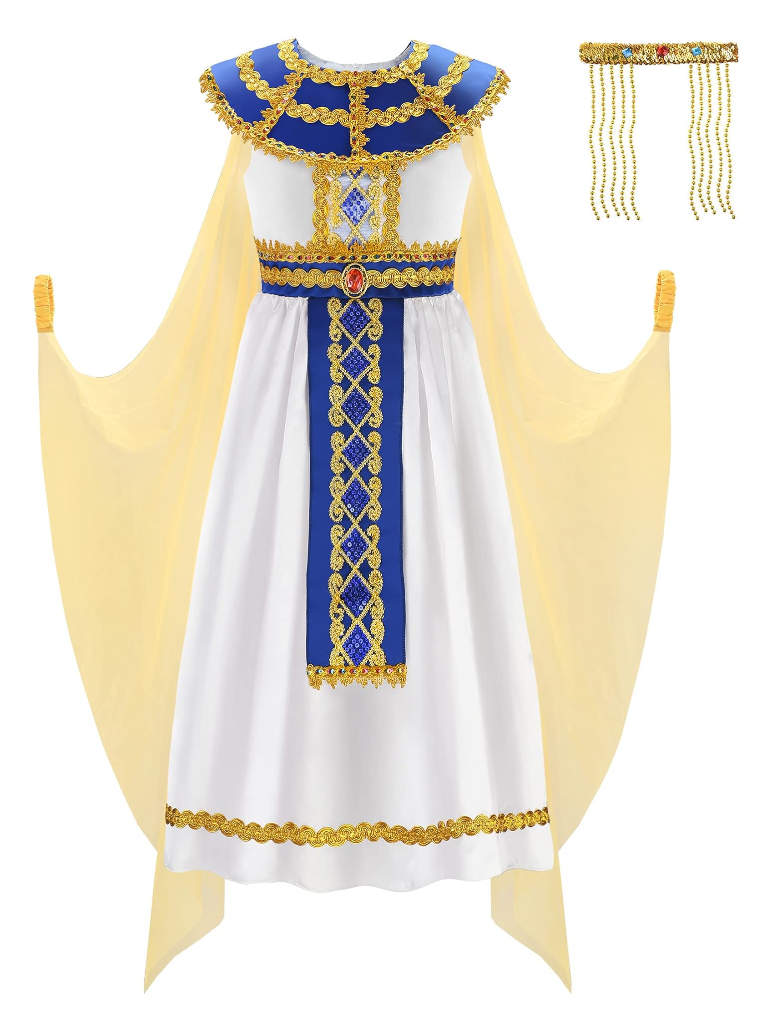 ReliBeauty Costume Cleopatra Bambina con Copricapo