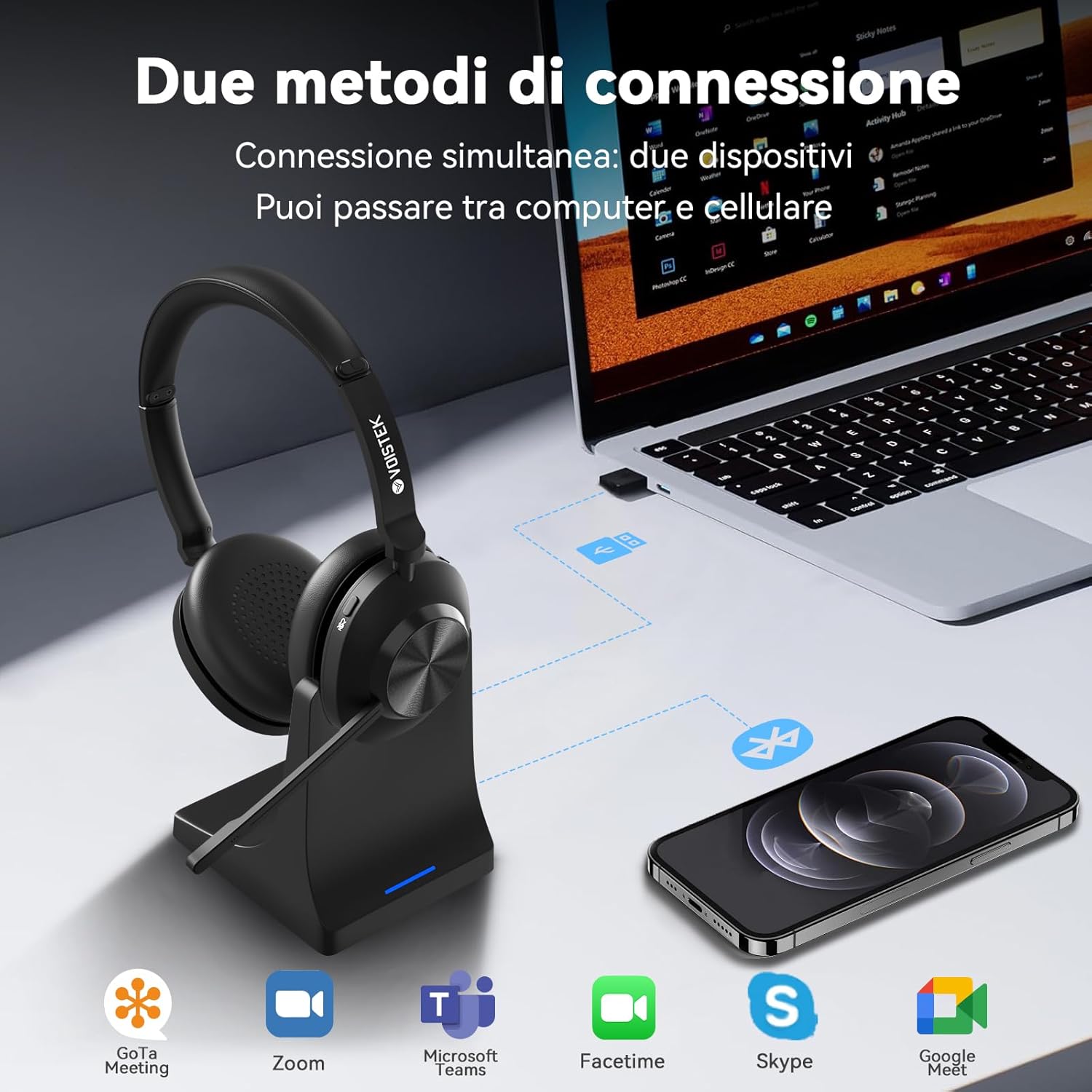 Voistek Cuffie Wireless Bluetooth 5.3 con Microfono ENC - immagine 3