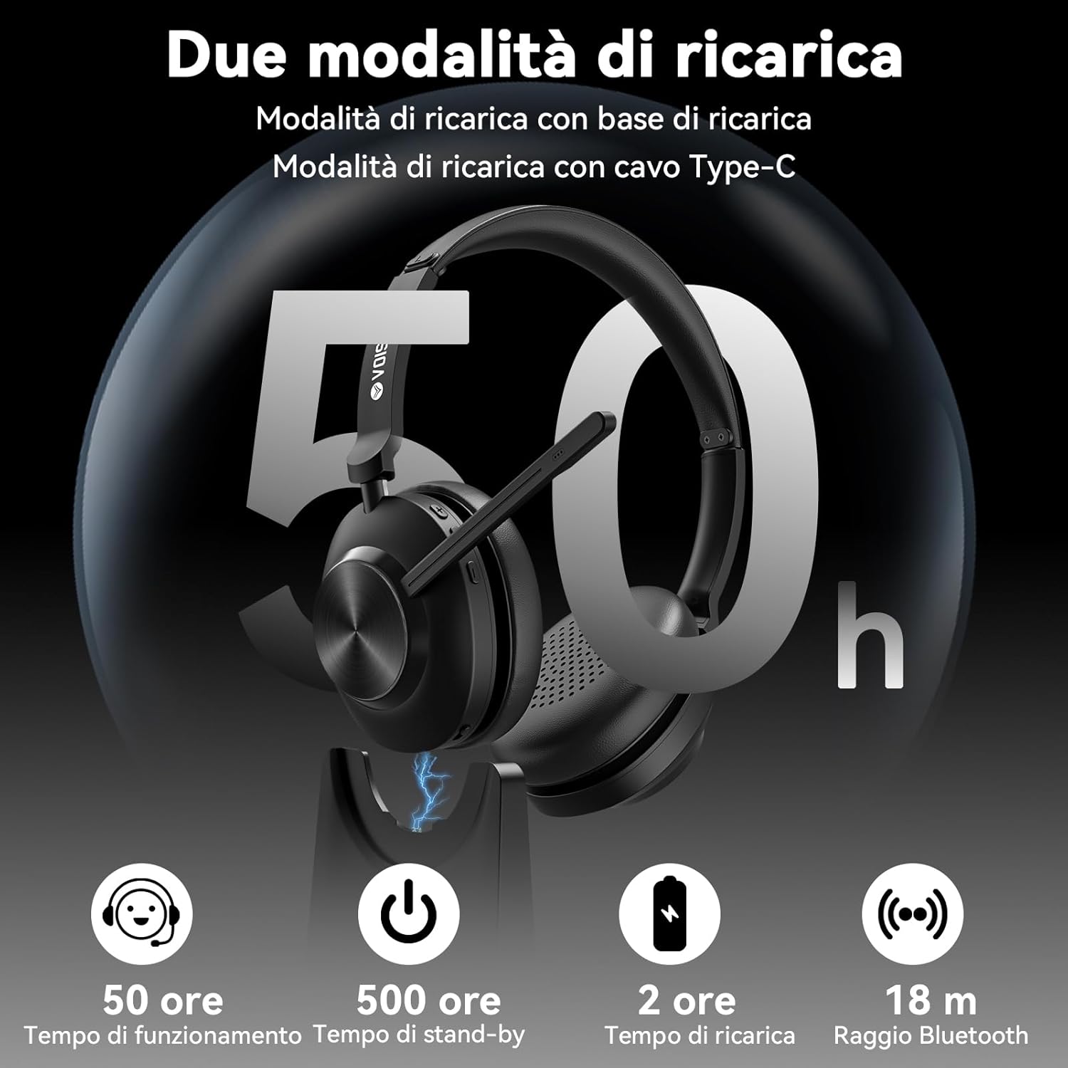 Voistek Cuffie Wireless Bluetooth 5.3 con Microfono ENC - immagine 4