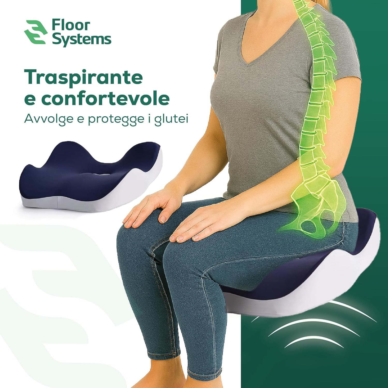 FS Cuscino Sedia Ufficio Memory Foam Ortopedico - immagine 3