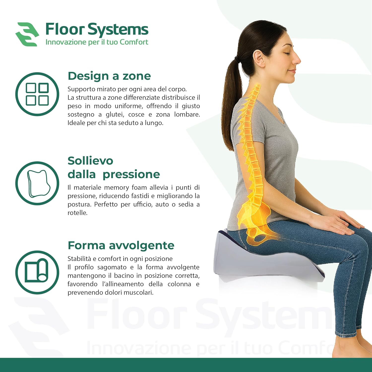 FS Cuscino Sedia Ufficio Memory Foam Ortopedico - immagine 4