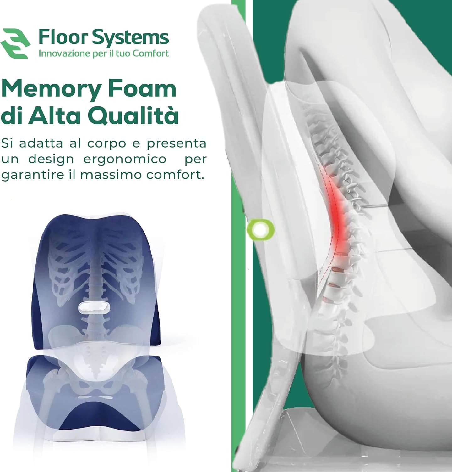 FS Cuscino Sedia Ufficio Memory Foam Ortopedico - immagine 7