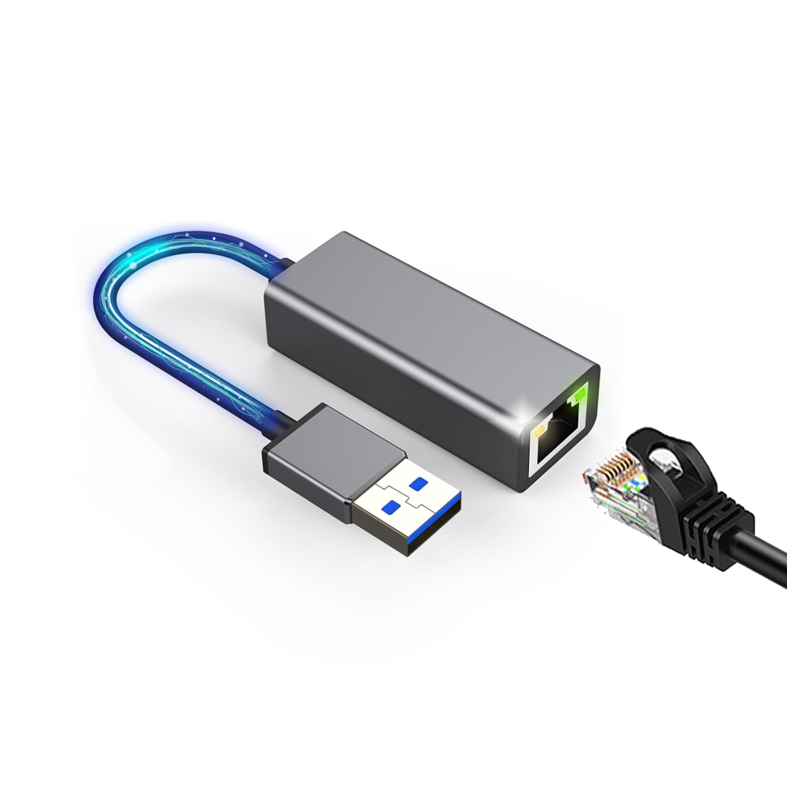 Adattatore USB Ethernet 1000 Mbps in Alluminio, Nero