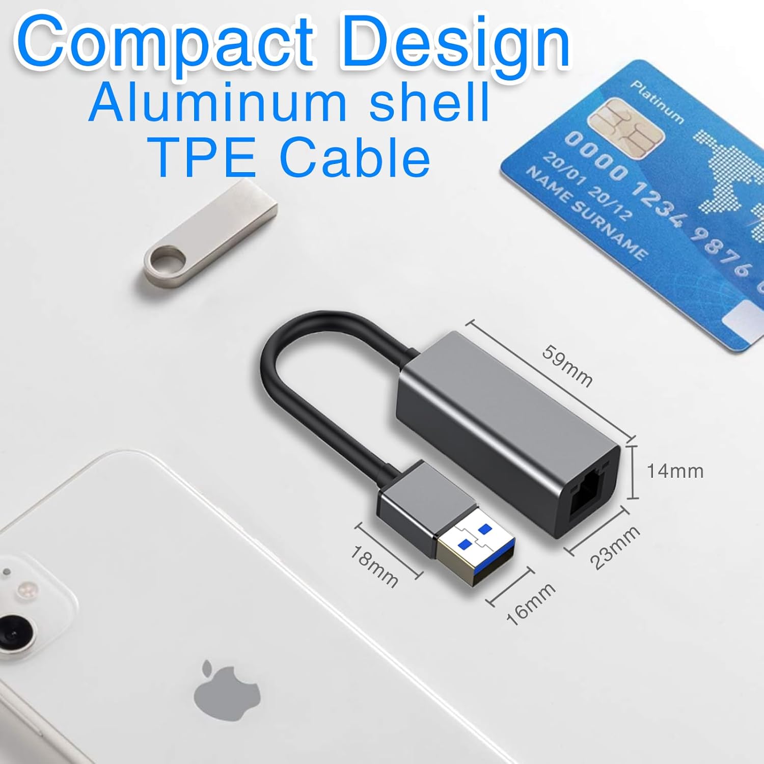 Adattatore USB Ethernet 1000 Mbps in Alluminio, Nero - immagine 6