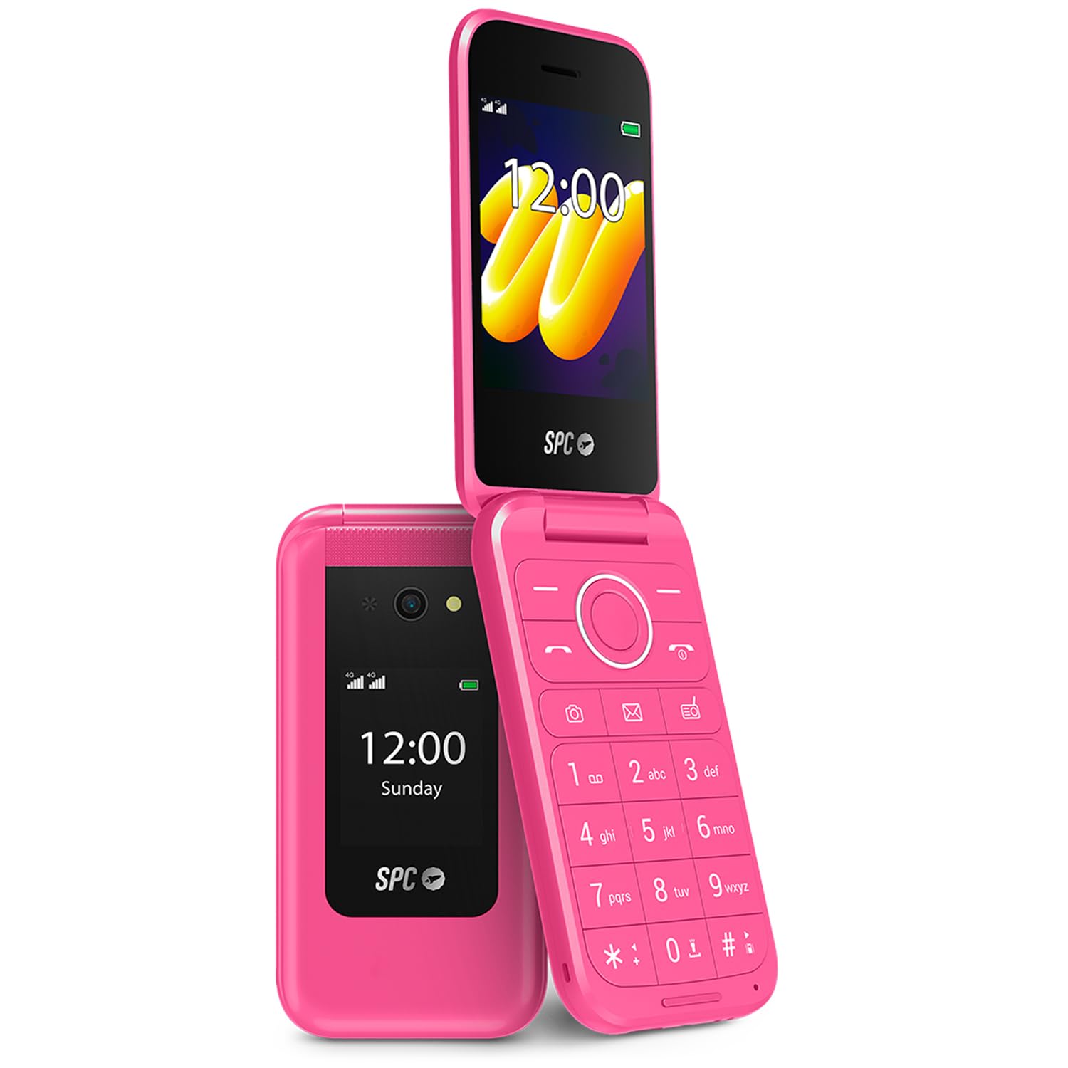 SPC Wild – Telefono 4G di base per disconnessione digitale e prima connessione sicura | Fotocamera, doppio schermo, pulsante SOS e batteria da 7 giorni | Rosa