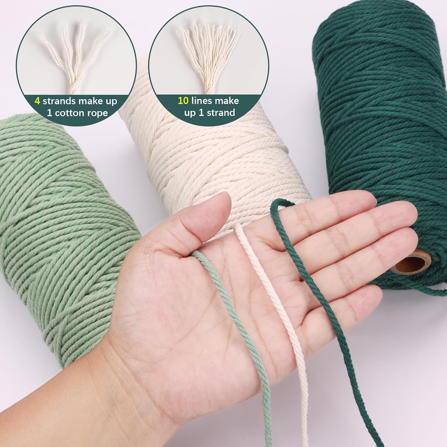 Puwowye Corda Macrame 3mm Verde - immagine 4