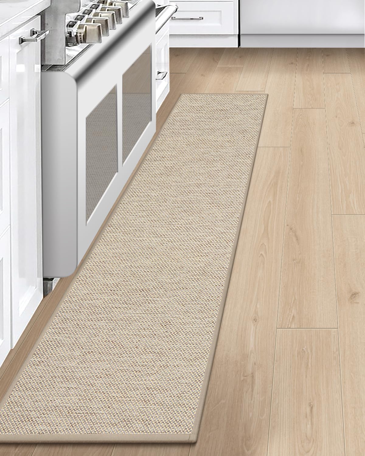 Lekeepgo Tappeto Cucina Antiscivolo Lavabile 43x200cm, Beige