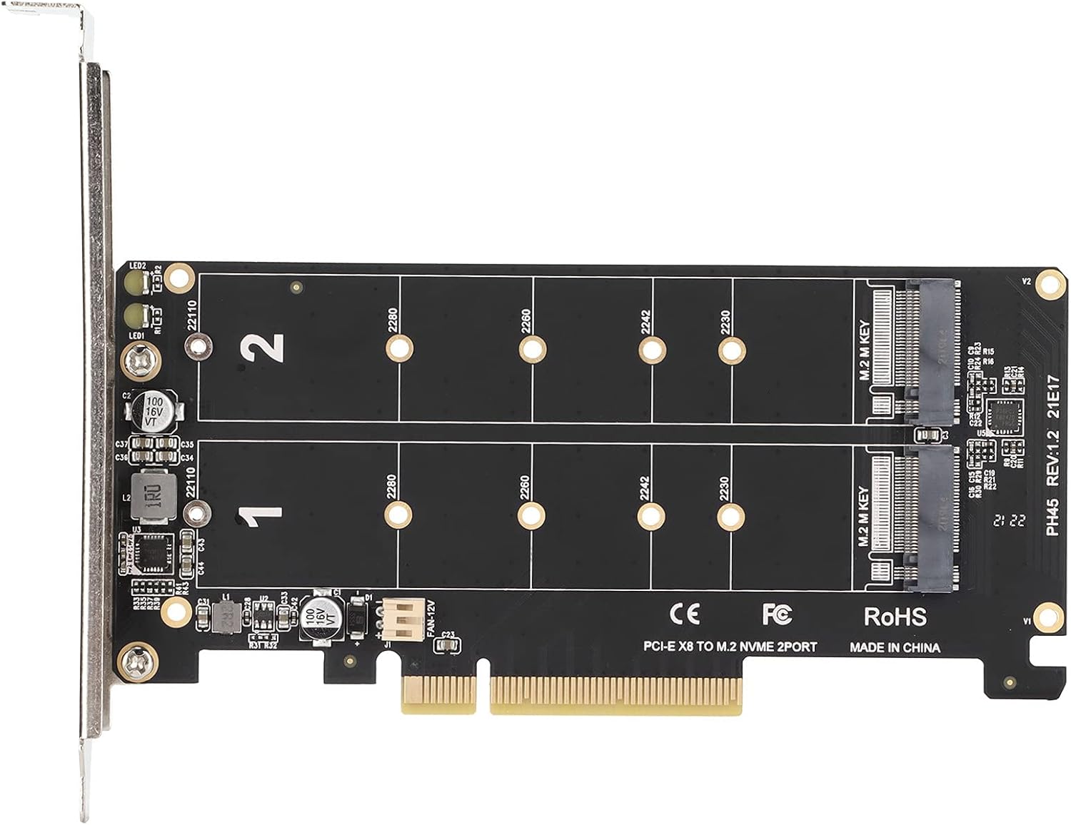 Dual M.2 NVME PCIE Adapter Card - 2 x 32 Gbps - immagine 1