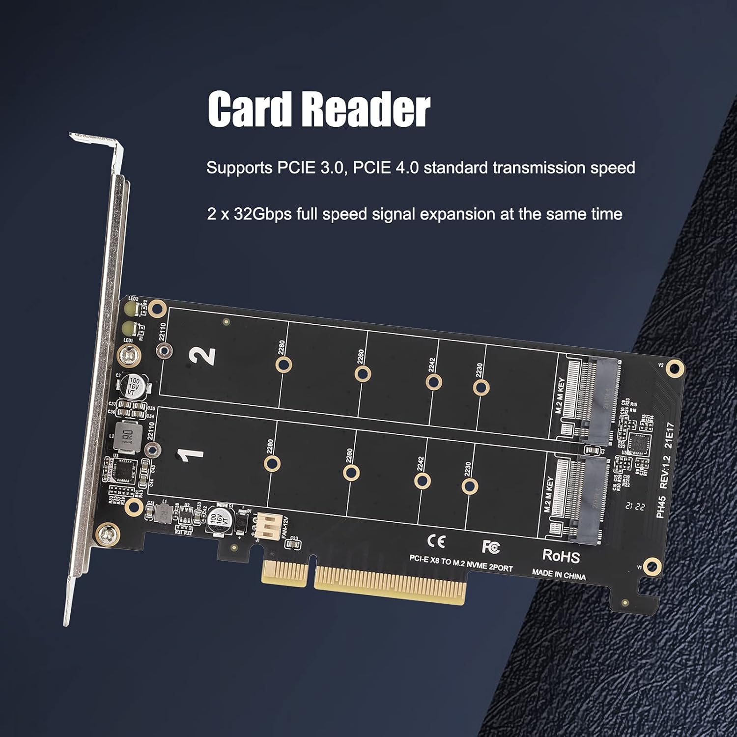 Dual M.2 NVME PCIE Adapter Card - 2 x 32 Gbps - immagine 2