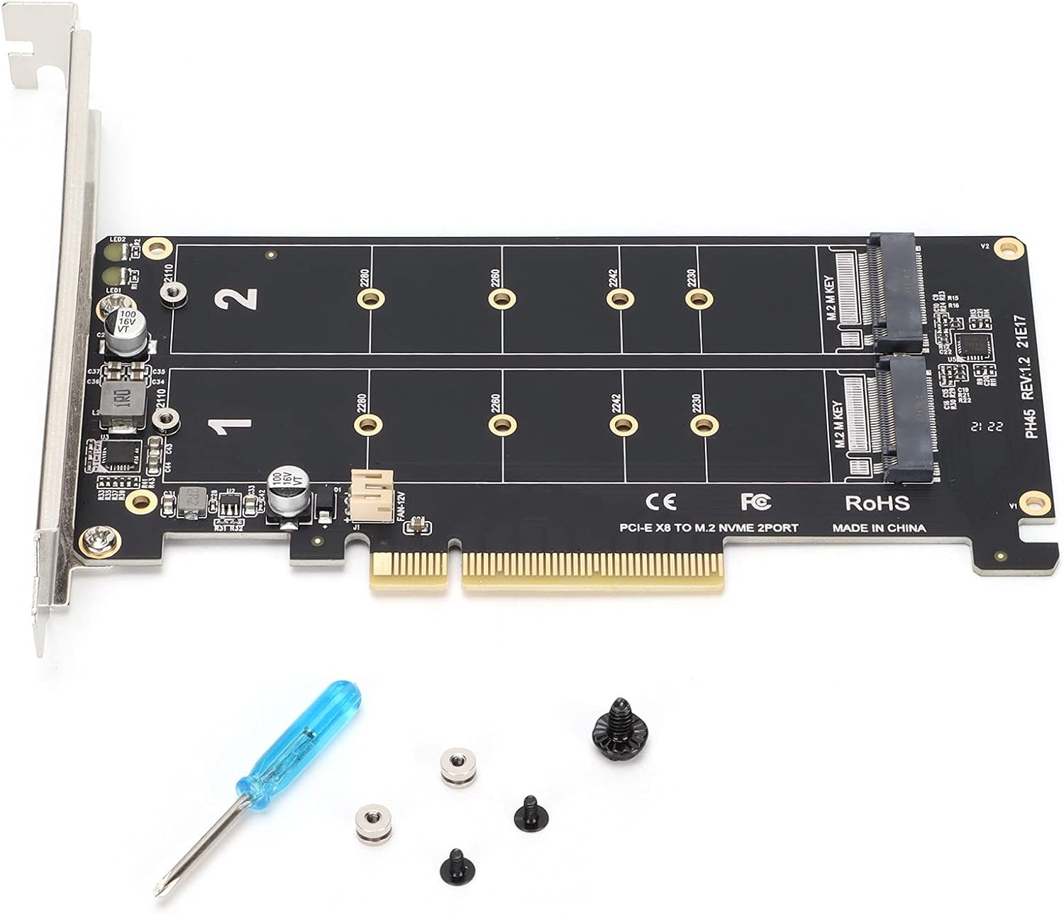 Dual M.2 NVME PCIE Adapter Card - 2 x 32 Gbps - immagine 3
