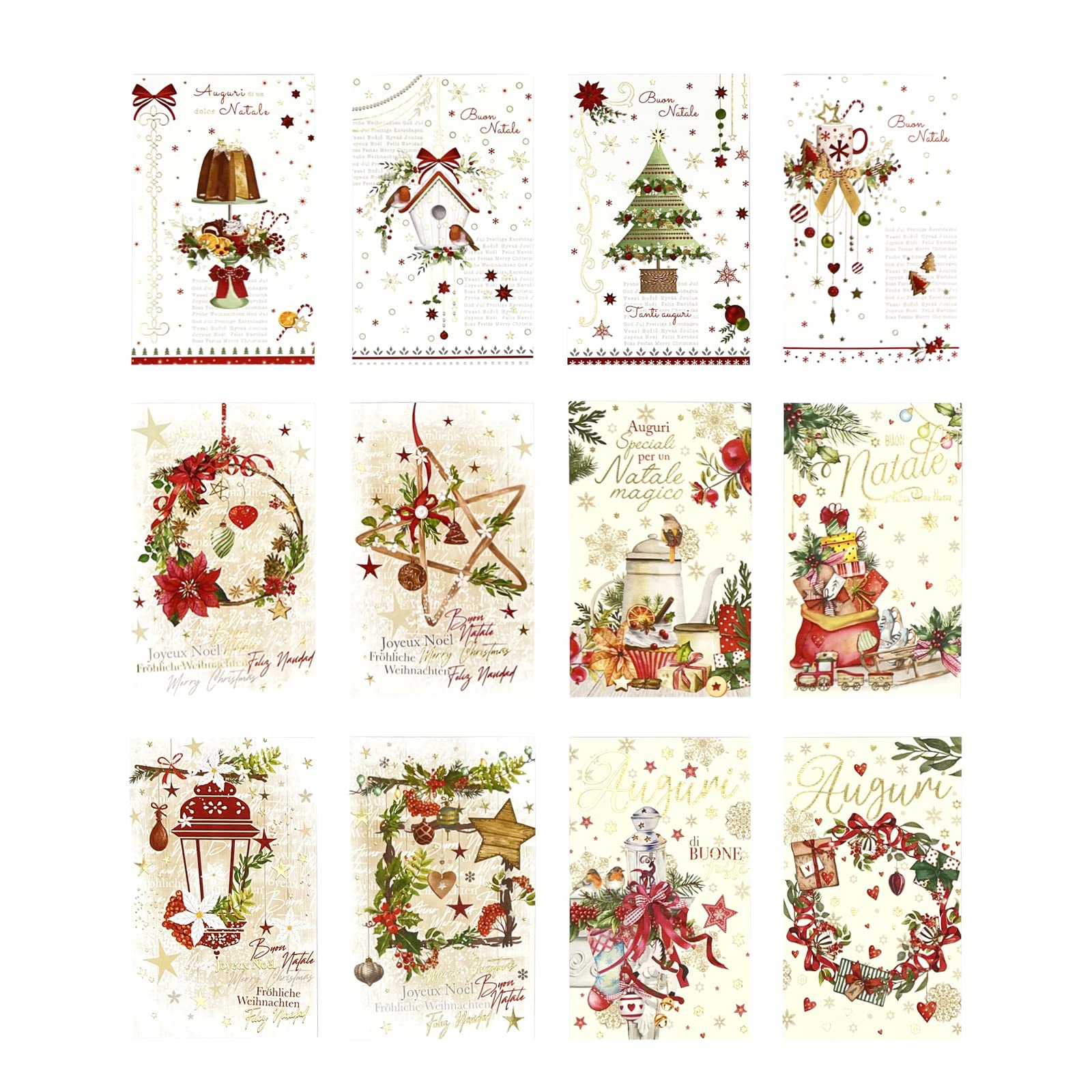 ARKRAFT Set 24 Biglietti di Auguri Natalizi Italiani con Buste
