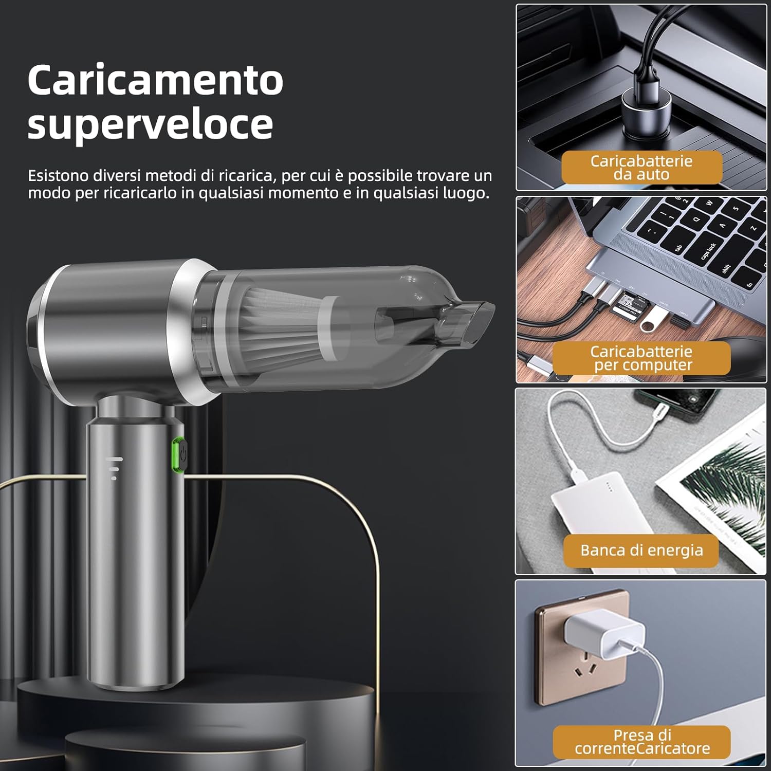 Aspirabriciole Senza Fili 26000Pa con Motore Brushless - immagine 4