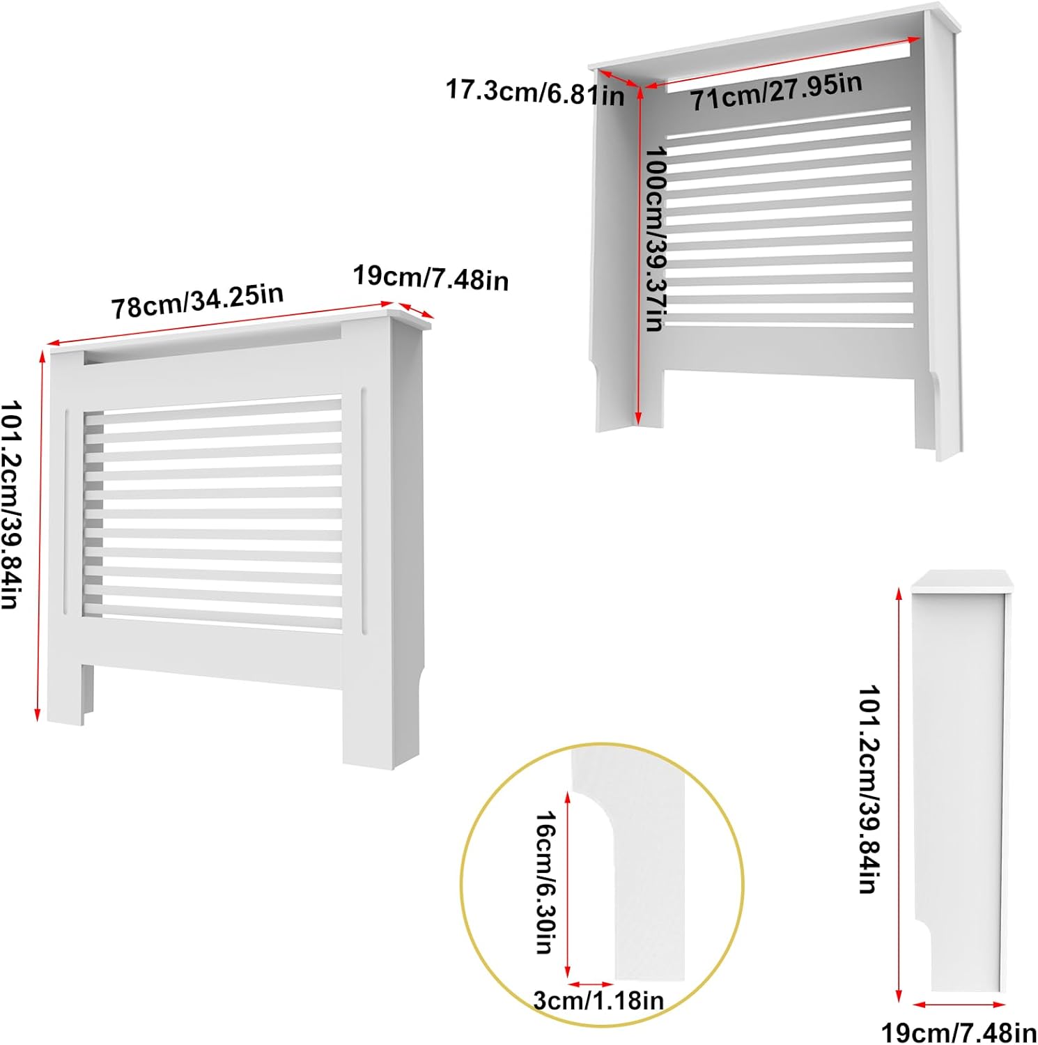 Fativo Copritermosifone Legno Moderno Bianco - immagine 3