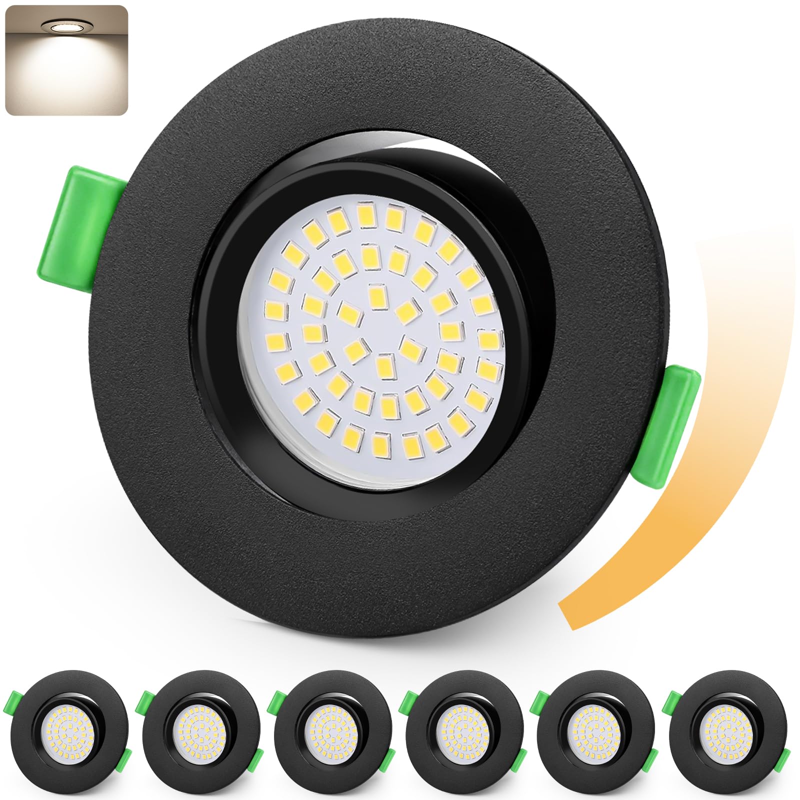 Kyotech Faretti LED Incasso Dimmerabili 5W, Set 6 Nero