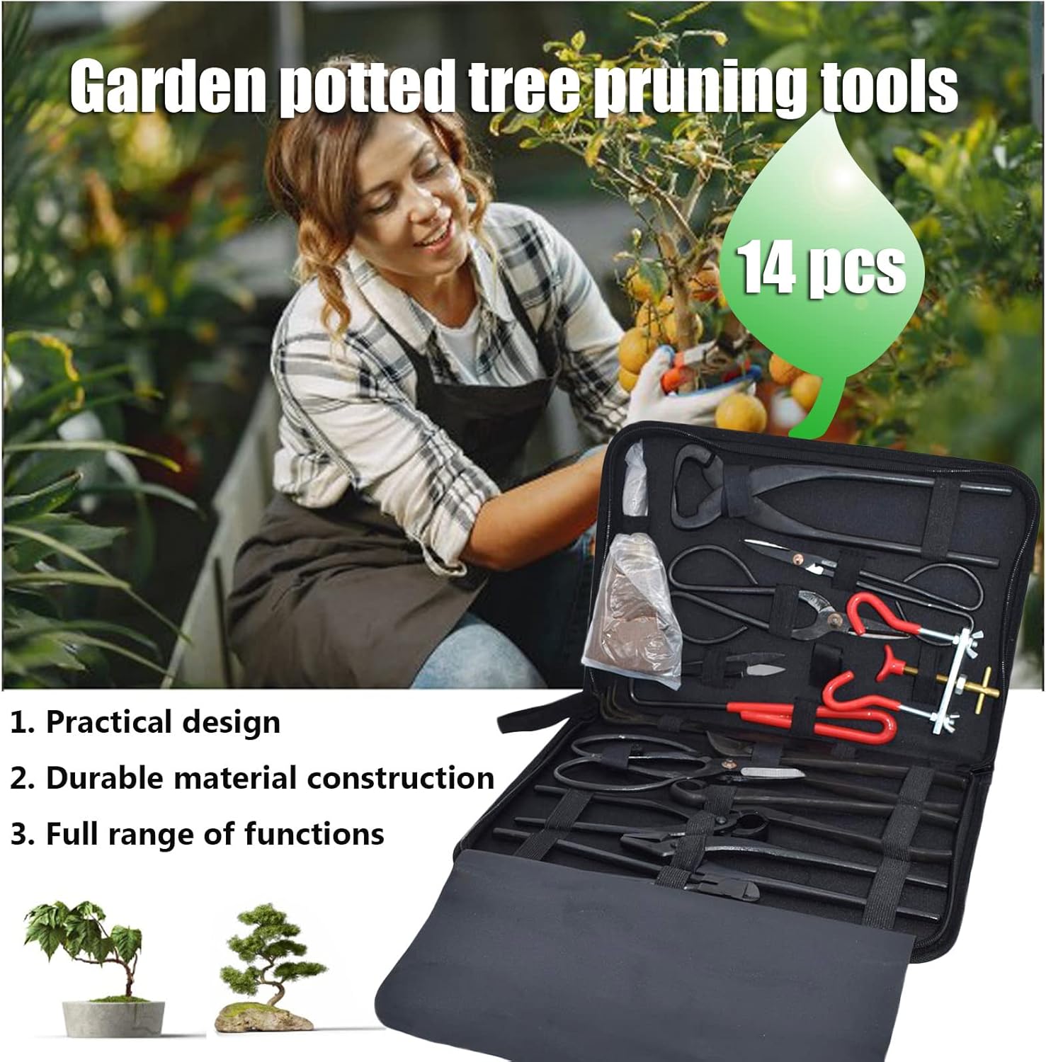 Holzsammlung 14 Pezzi Set di Attrezzi da Giardino Bonsai - immagine 5