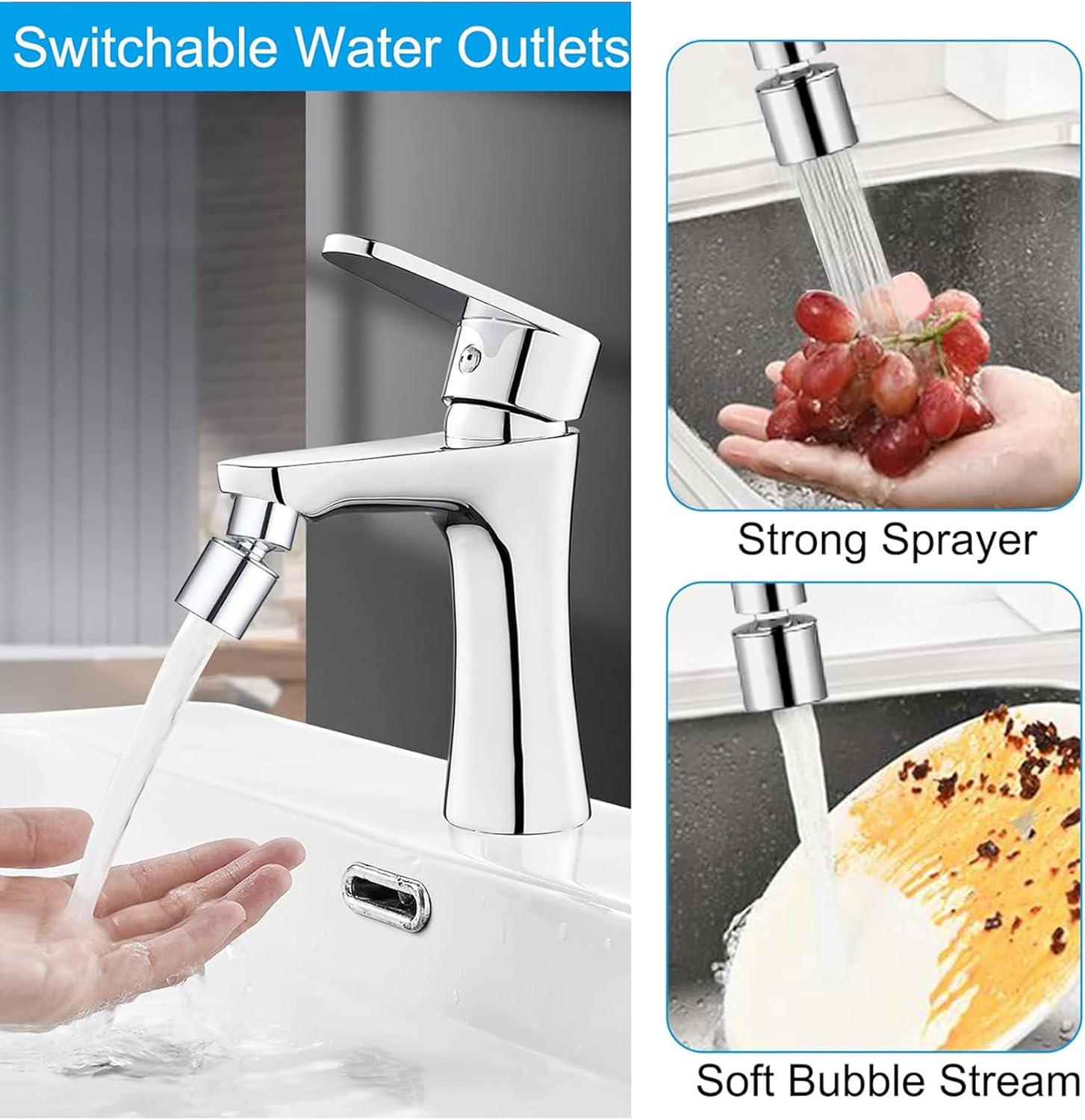 Aeratore Rubinetto 2 Modalità in Acciaio Inox - immagine 3