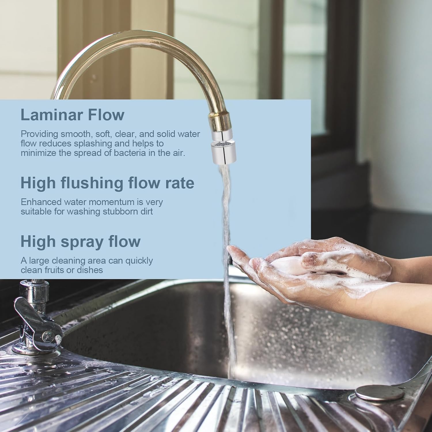 Aeratore Rubinetto 2 Modalità in Acciaio Inox - immagine 6