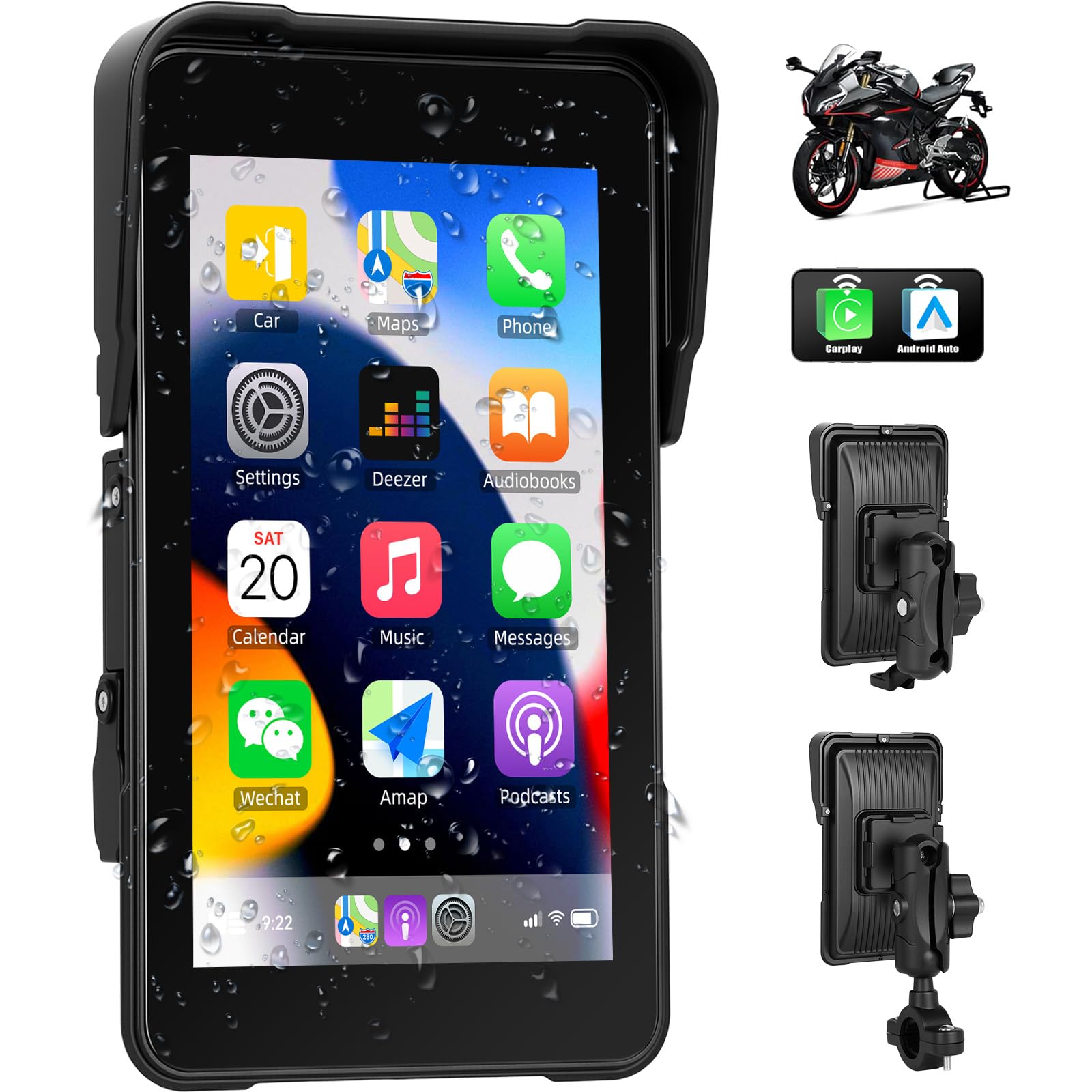 Sixtop CarPlay Moto con GPS Navigatore 5 Pollici