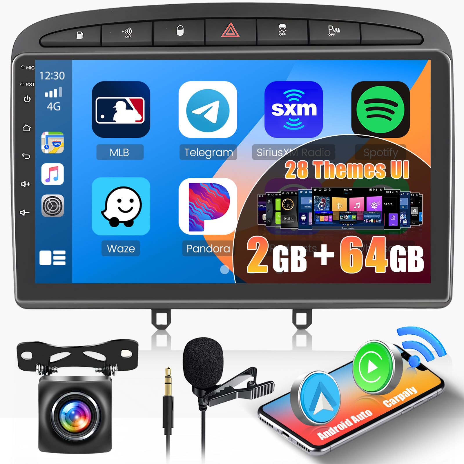 Inefala - Autoradio Android 9" per Peugeot 308 408 (2007-2015)