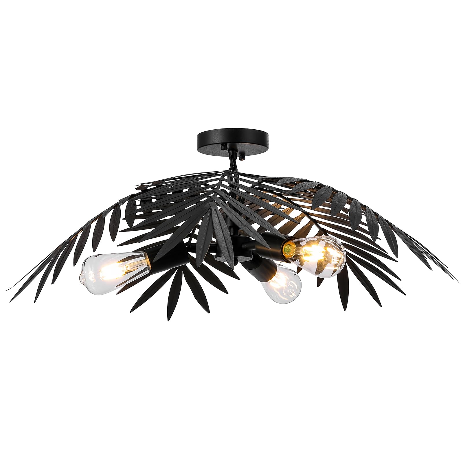 Newrays Vintage - Plafoniera con Foglie di Cocco, Nera